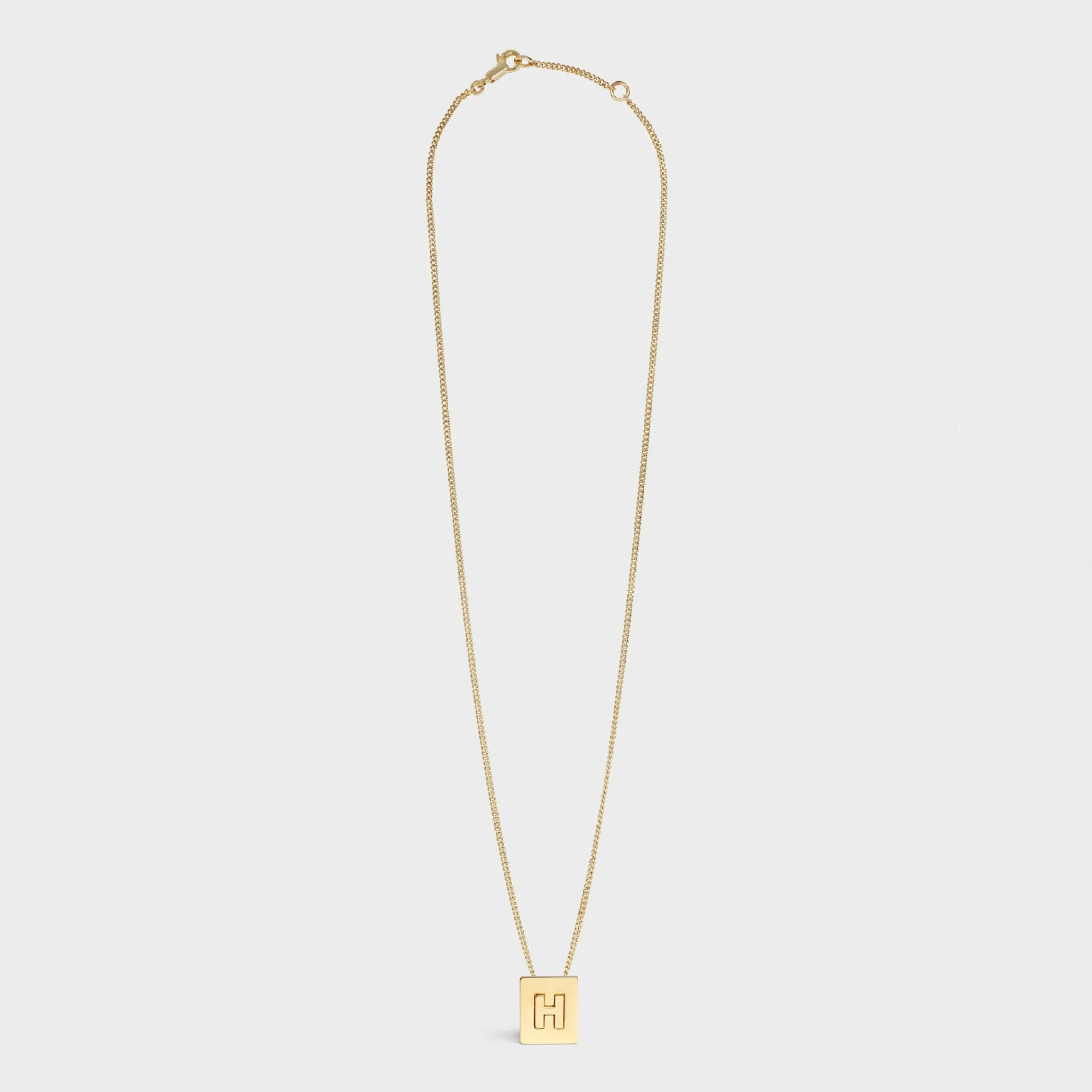 Alphabet H Necklace in Brass with Gold finish^CELINE Best