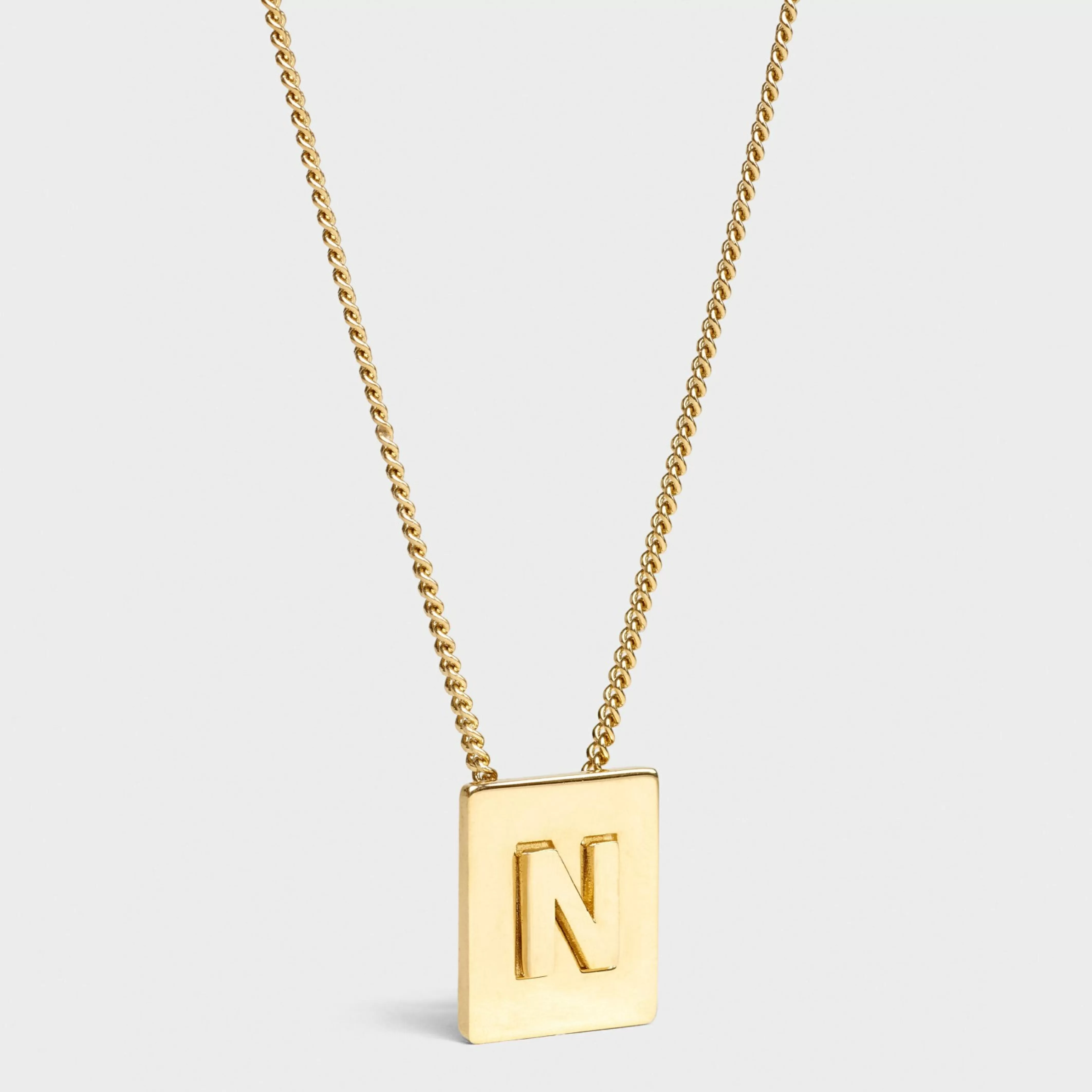 Alphabet N Necklace in Brass with Gold finish^CELINE Clearance