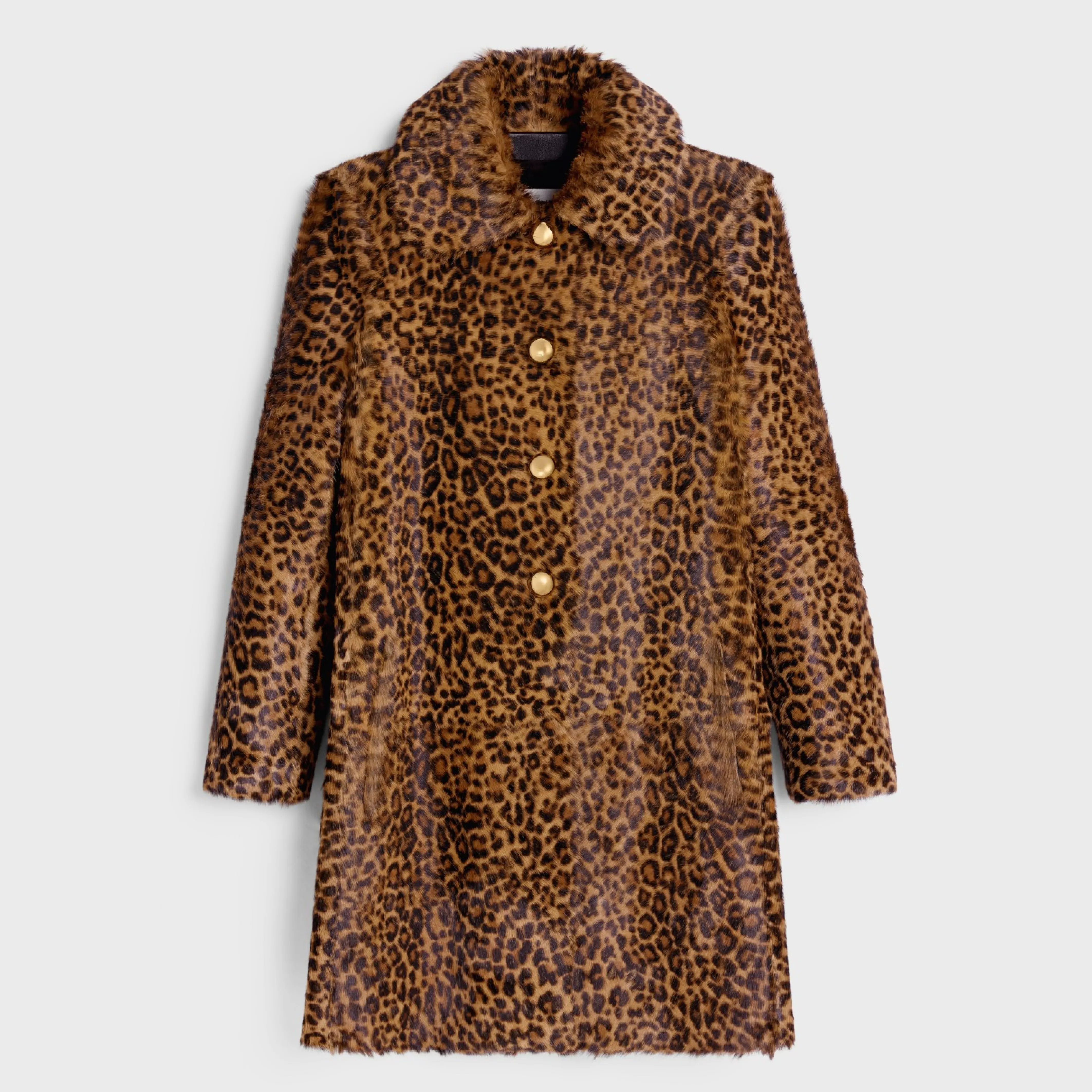 babydoll coat in leopard shearling^CELINE Fashion