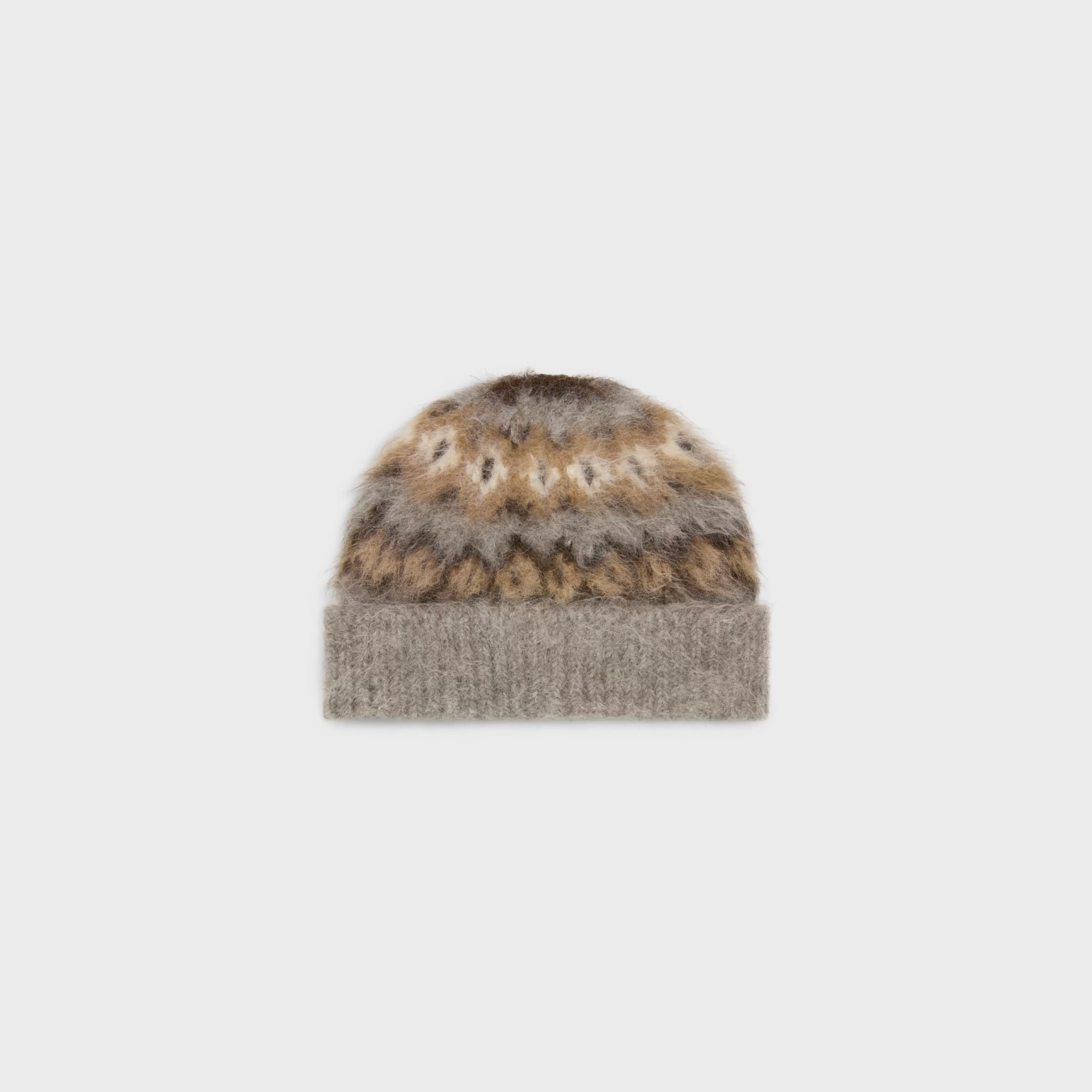 beanie in brushed fair isle alpaca wool^CELINE Clearance