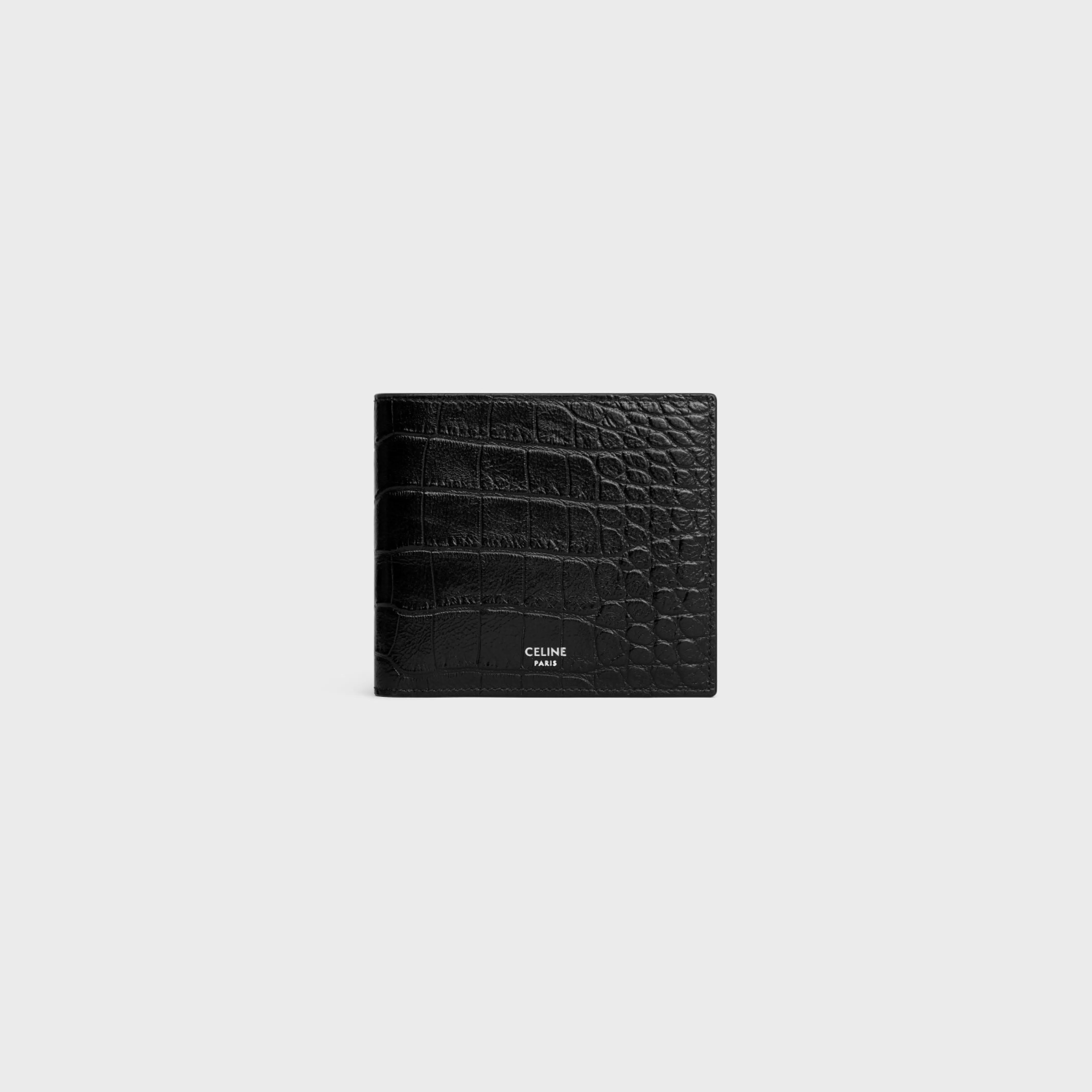 Bi-fold Wallet with Coin Stamped Croco Embossed Calf BLACK^CELINE Sale