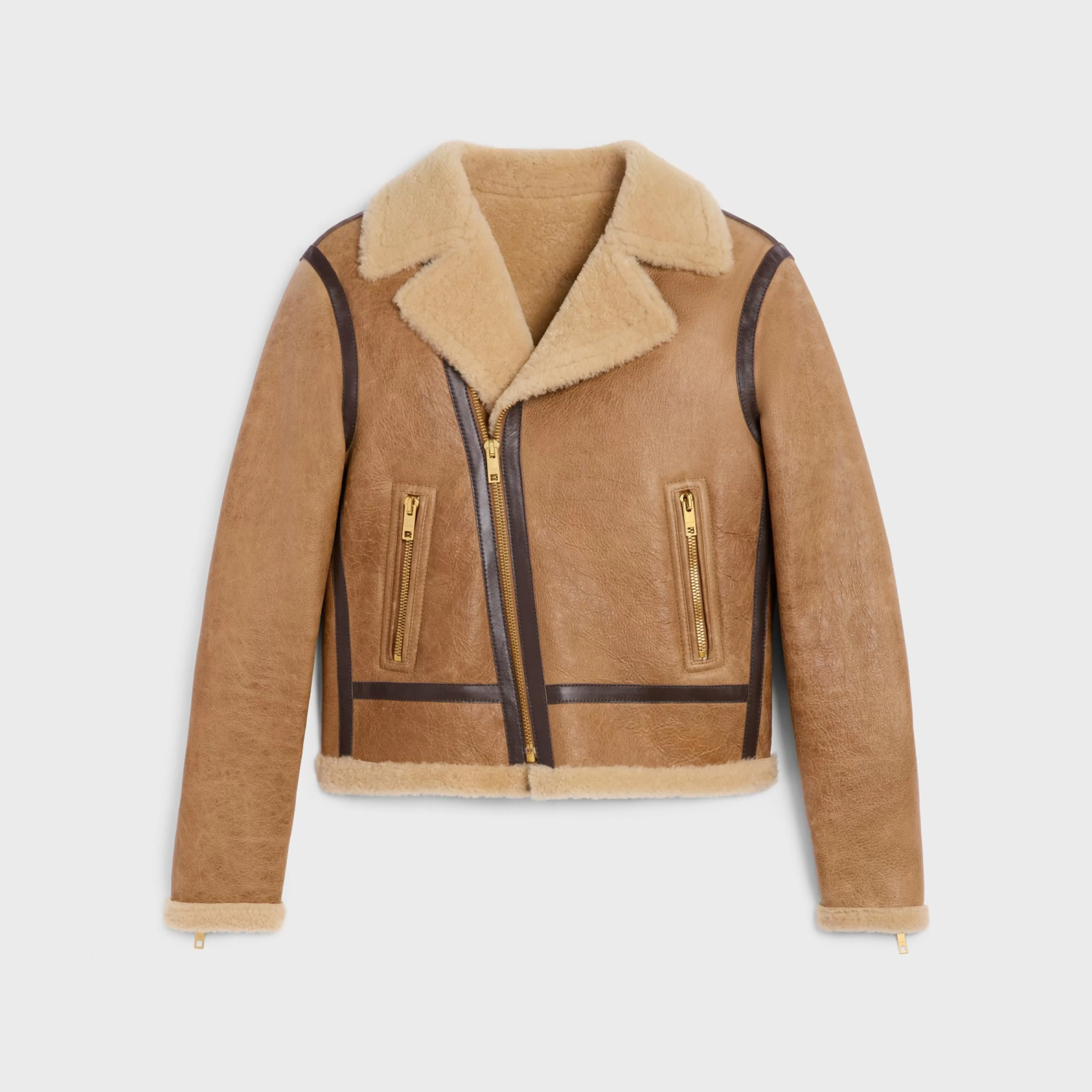 biker jacket in lambskin shearling^CELINE Outlet