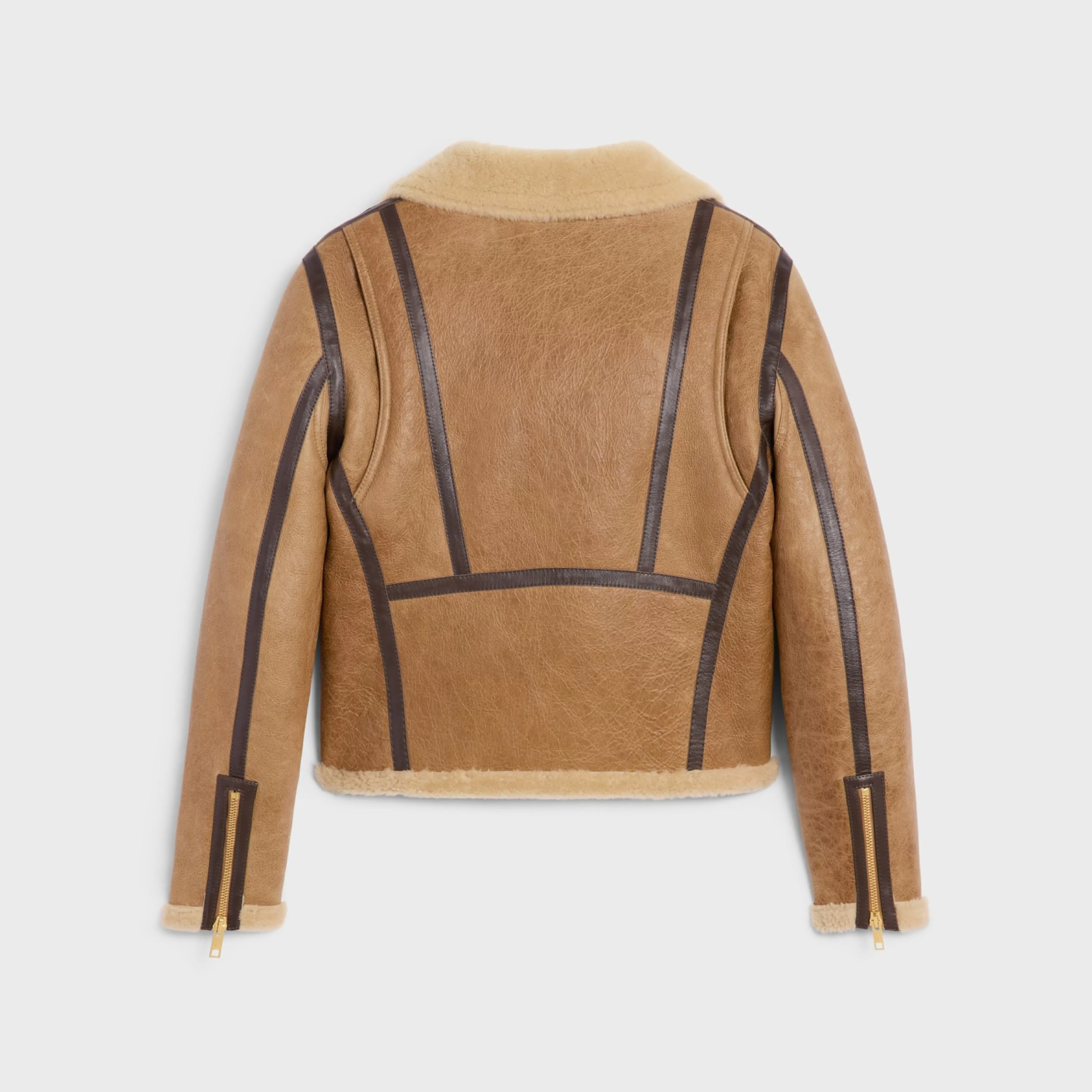 biker jacket in lambskin shearling^CELINE Outlet