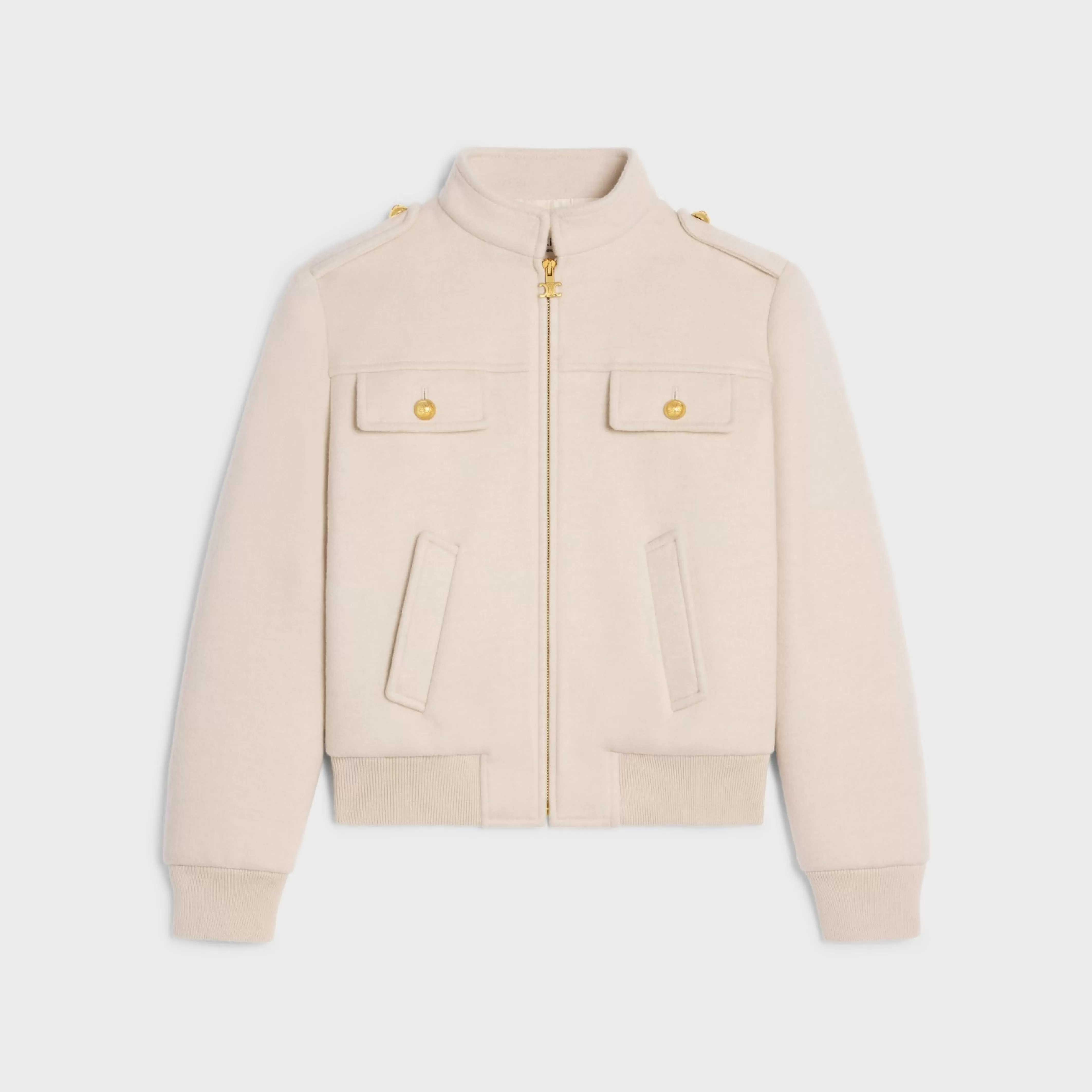 Blouson jacket with stand-up collar in double faced cashmere^CELINE Cheap