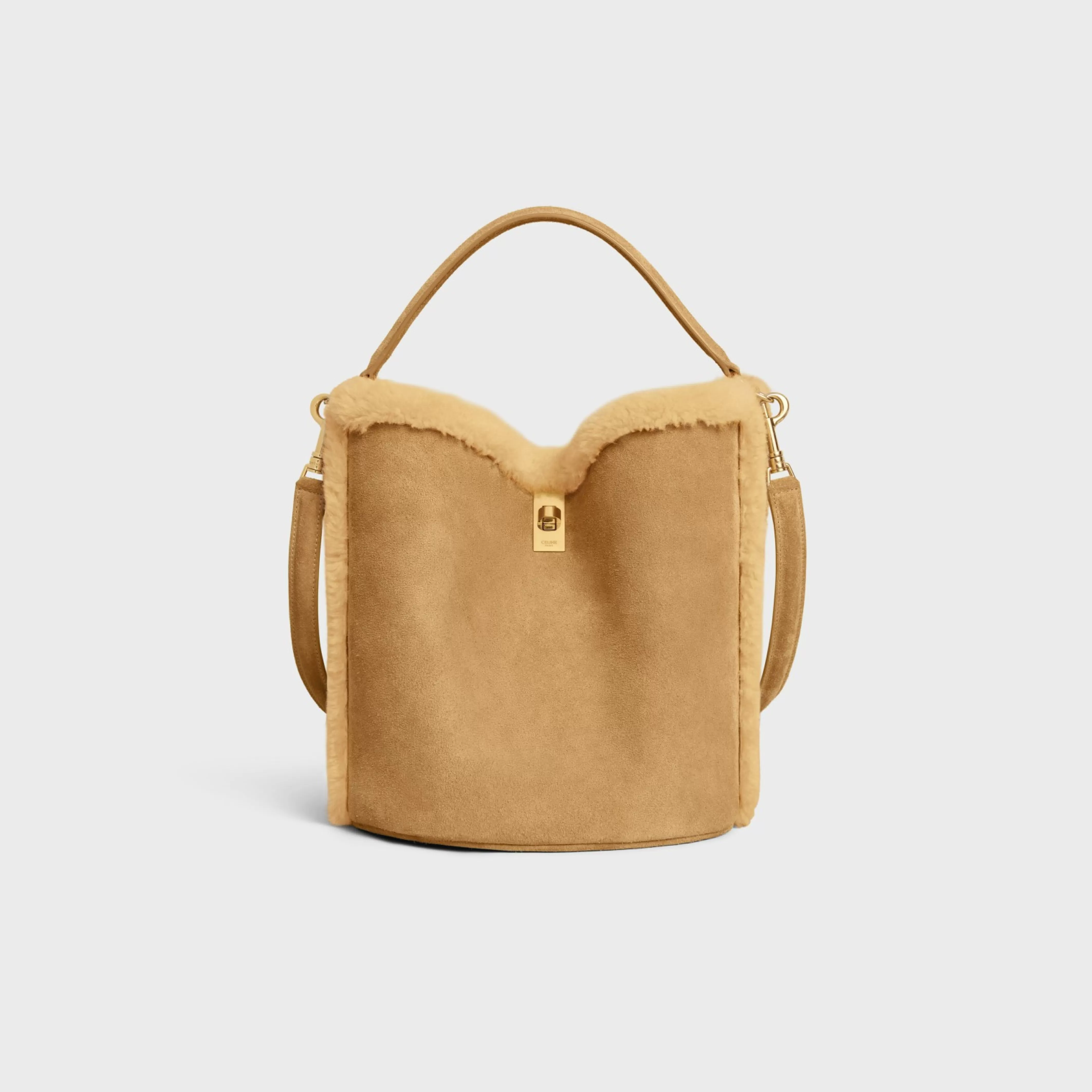 Bucket 16 SOFT Bag in SUEDE CALFSKIN AND SHEARLING^CELINE Best Sale