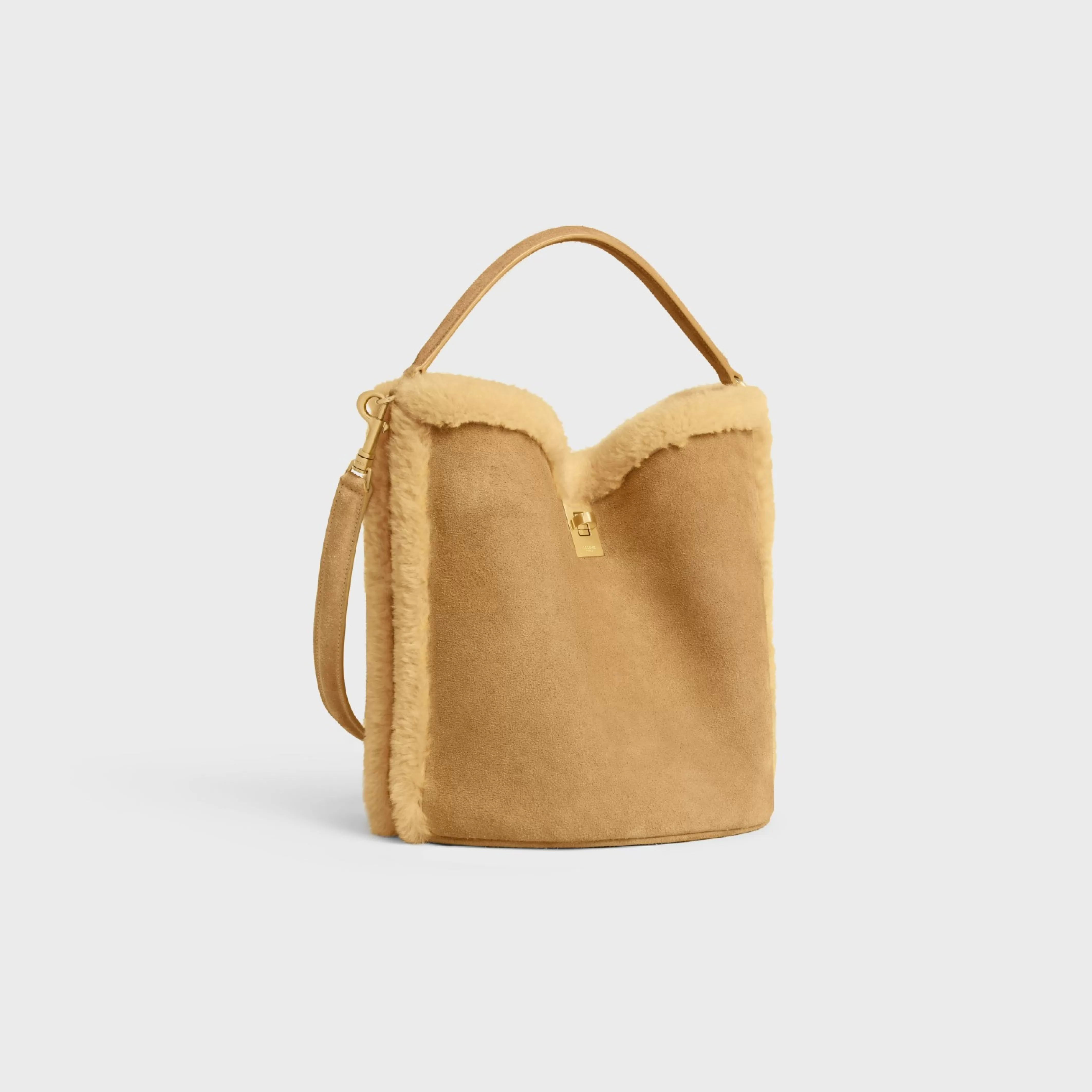 Bucket 16 SOFT Bag in SUEDE CALFSKIN AND SHEARLING^CELINE Best Sale