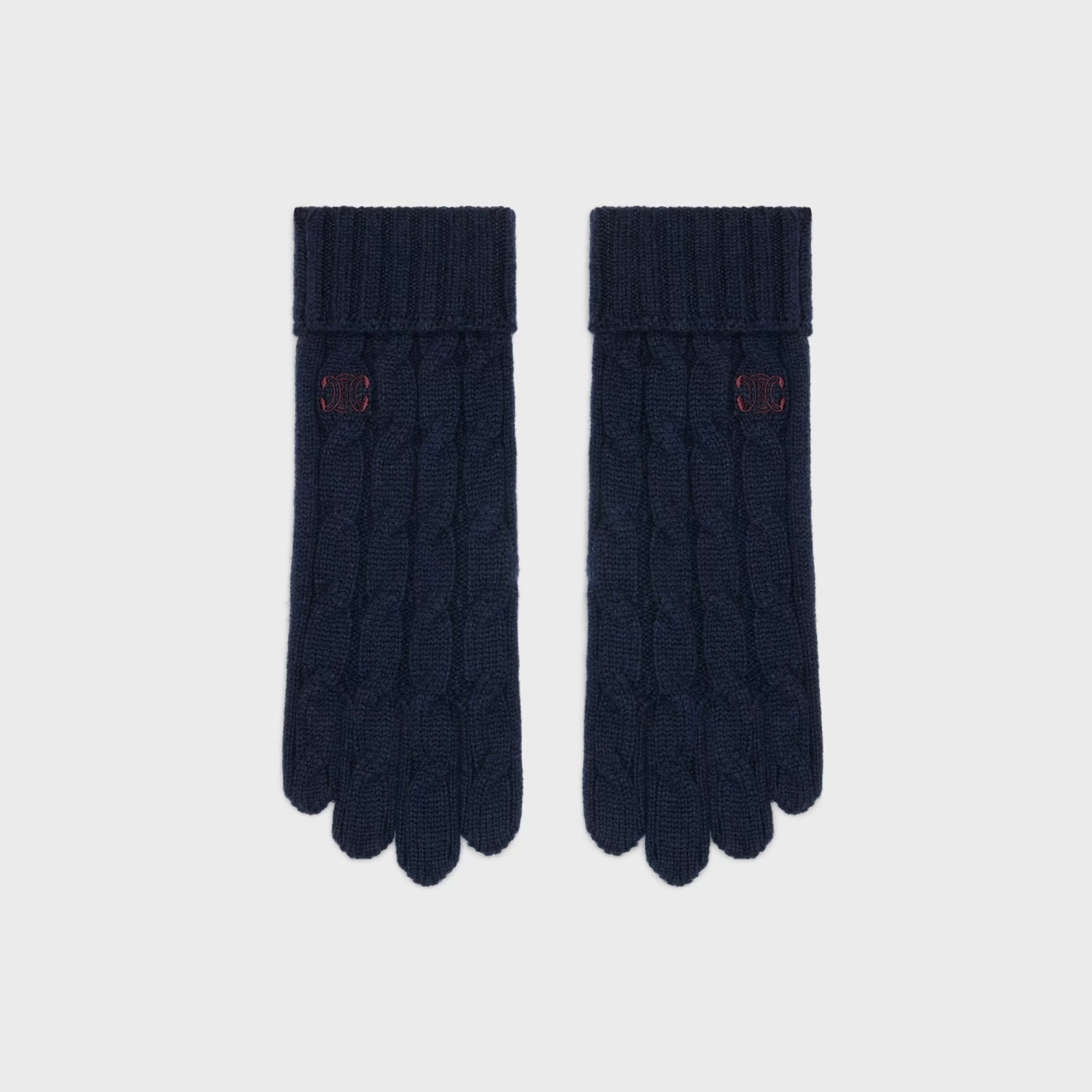 cable-knit triomphe gloves in cashmere^CELINE Shop