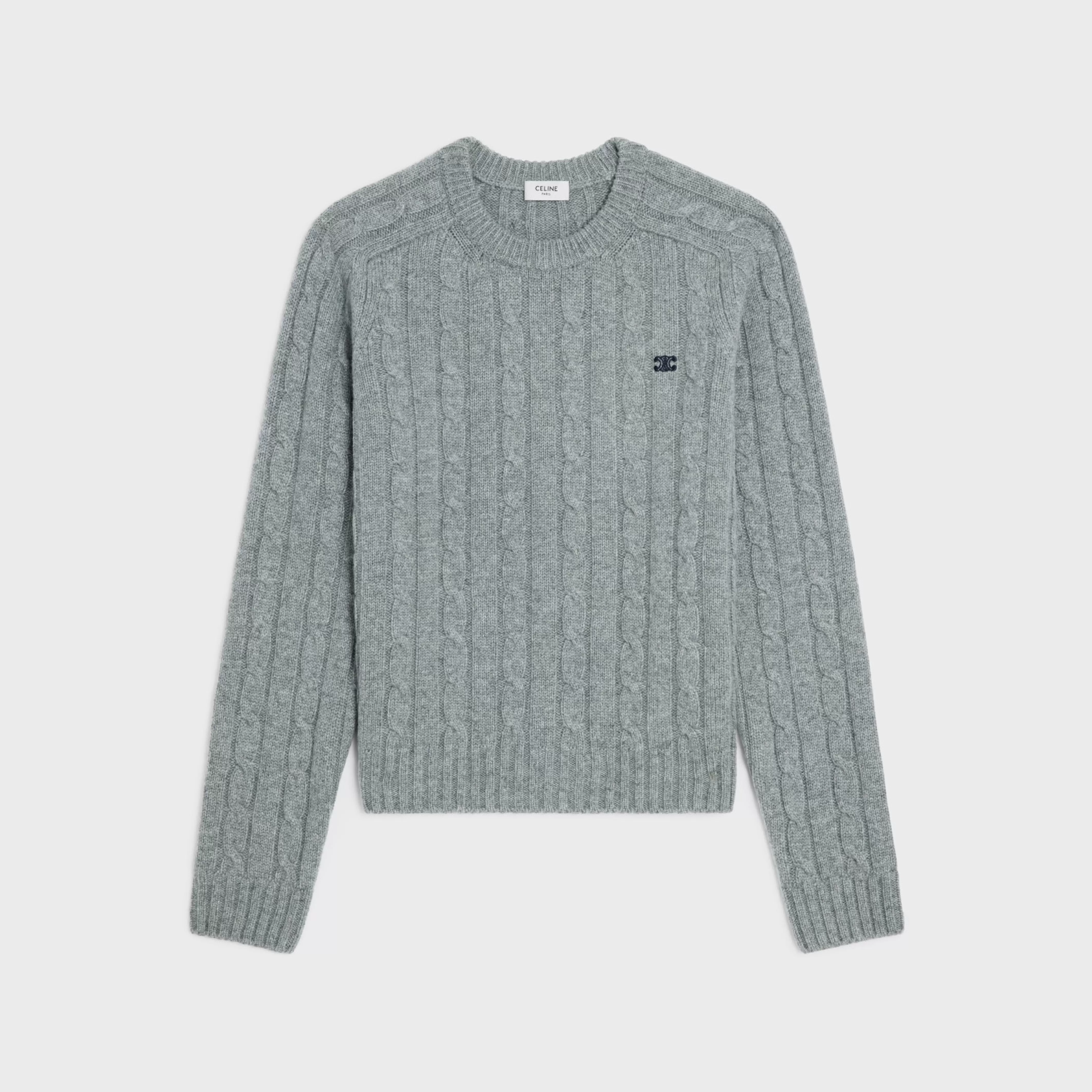 cable-knit triomphe sweater in cashmere^CELINE Outlet