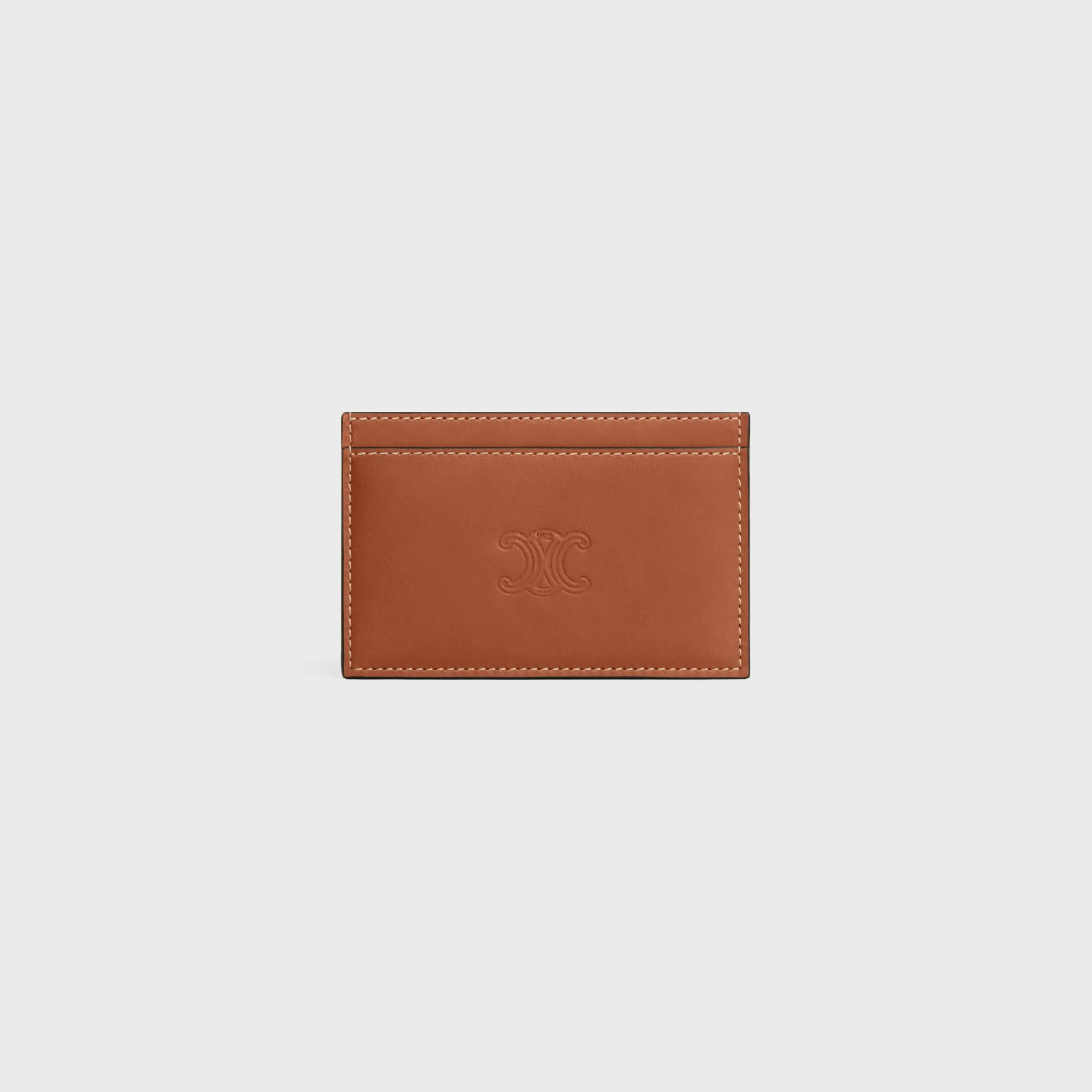 Card holder in Natural calfskin with triomphe embossed^CELINE Fashion