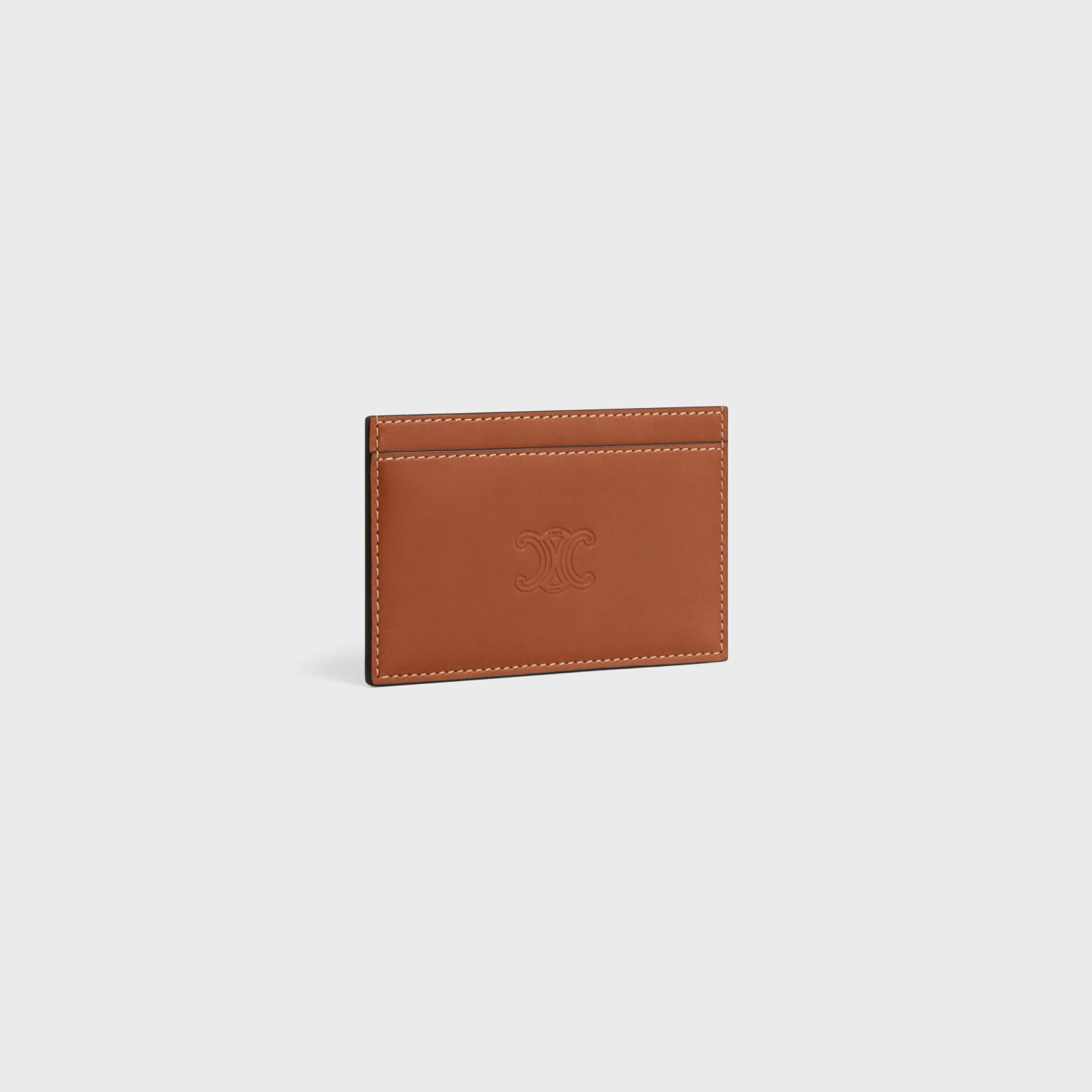 Card holder in Natural calfskin with triomphe embossed^CELINE Fashion