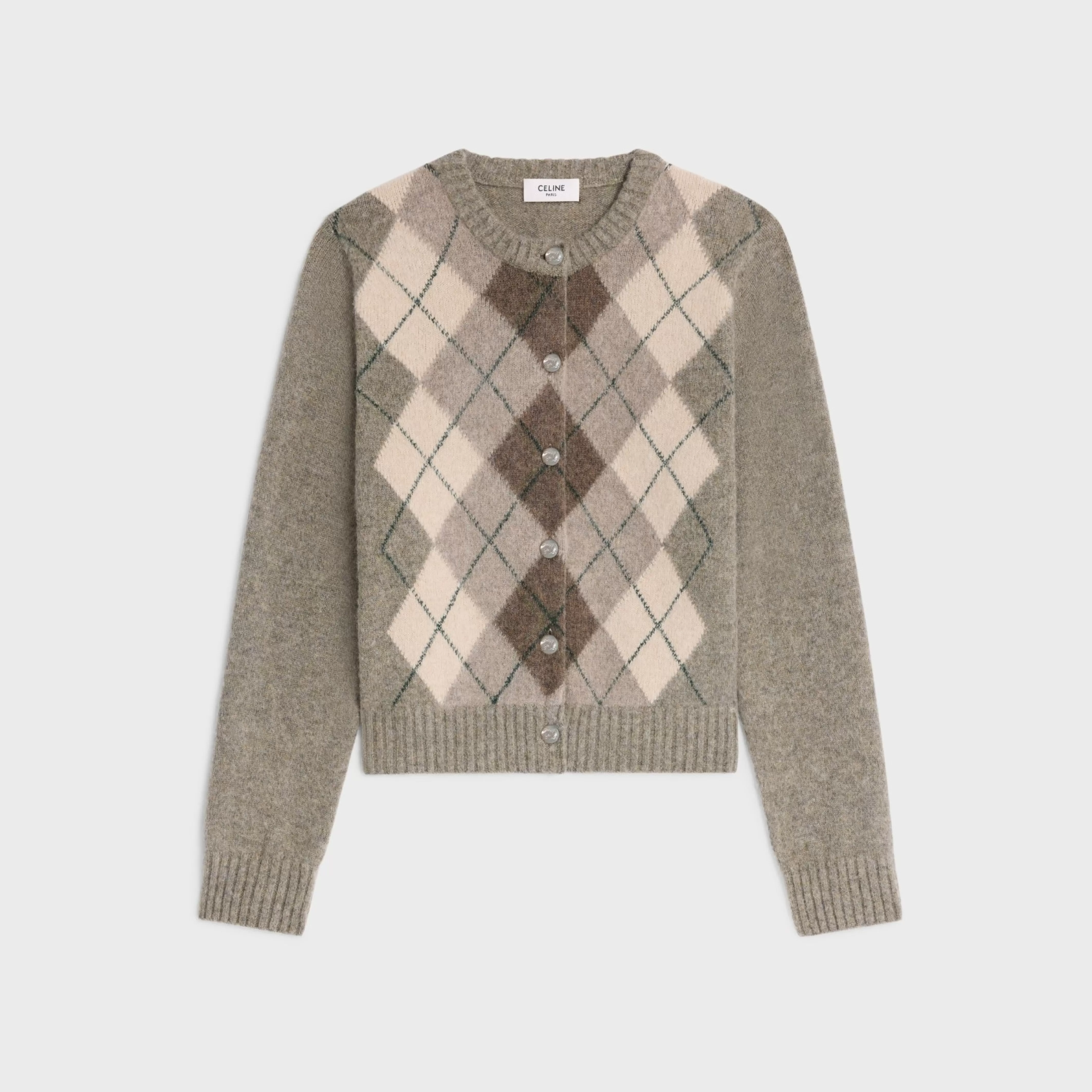 cardigan in argyle alpaca wool^CELINE Cheap