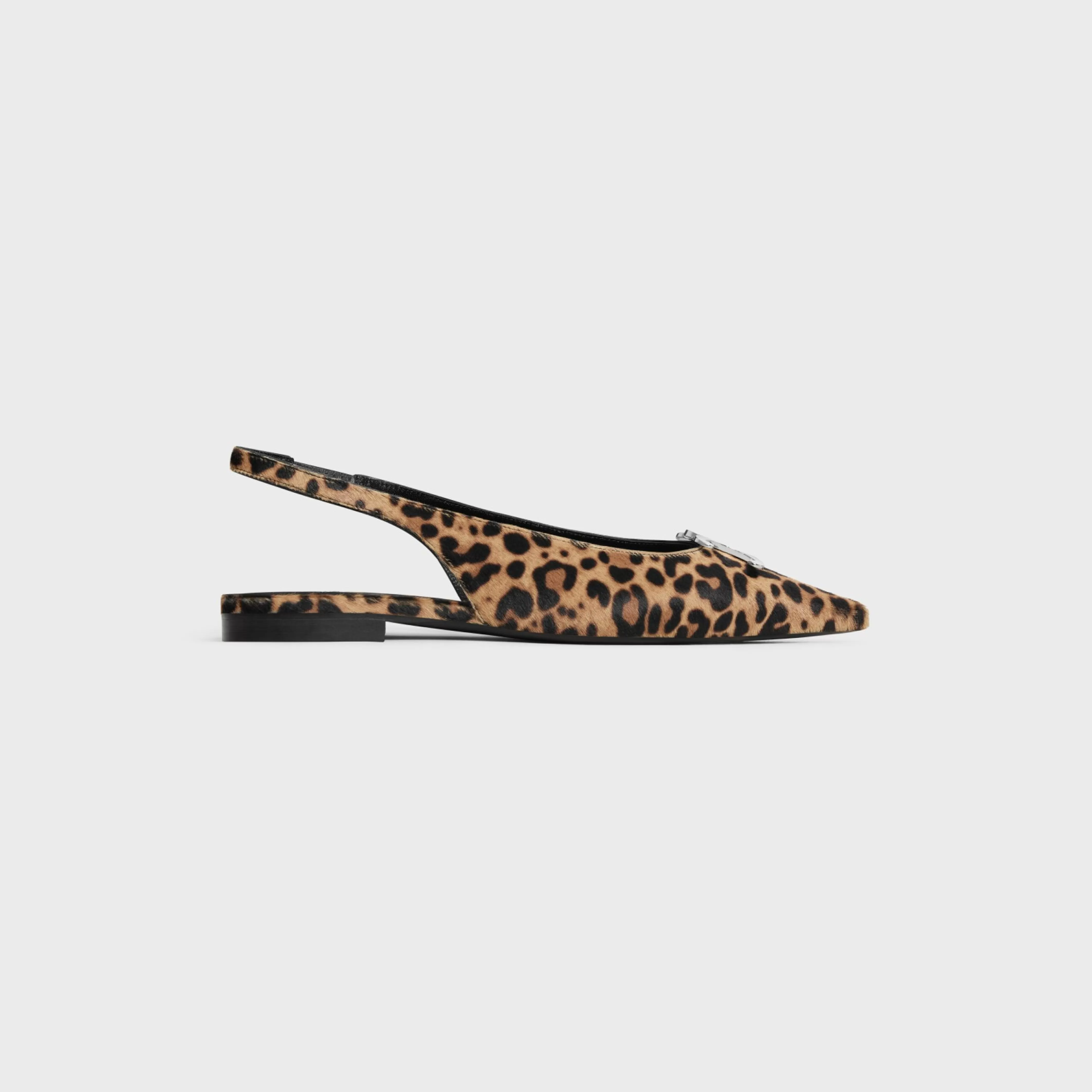 ALMA TRIOMPHE FLAT SLINGBACK in LEOPARD PRINTED HAIRY CALFSKIN^CELINE Fashion