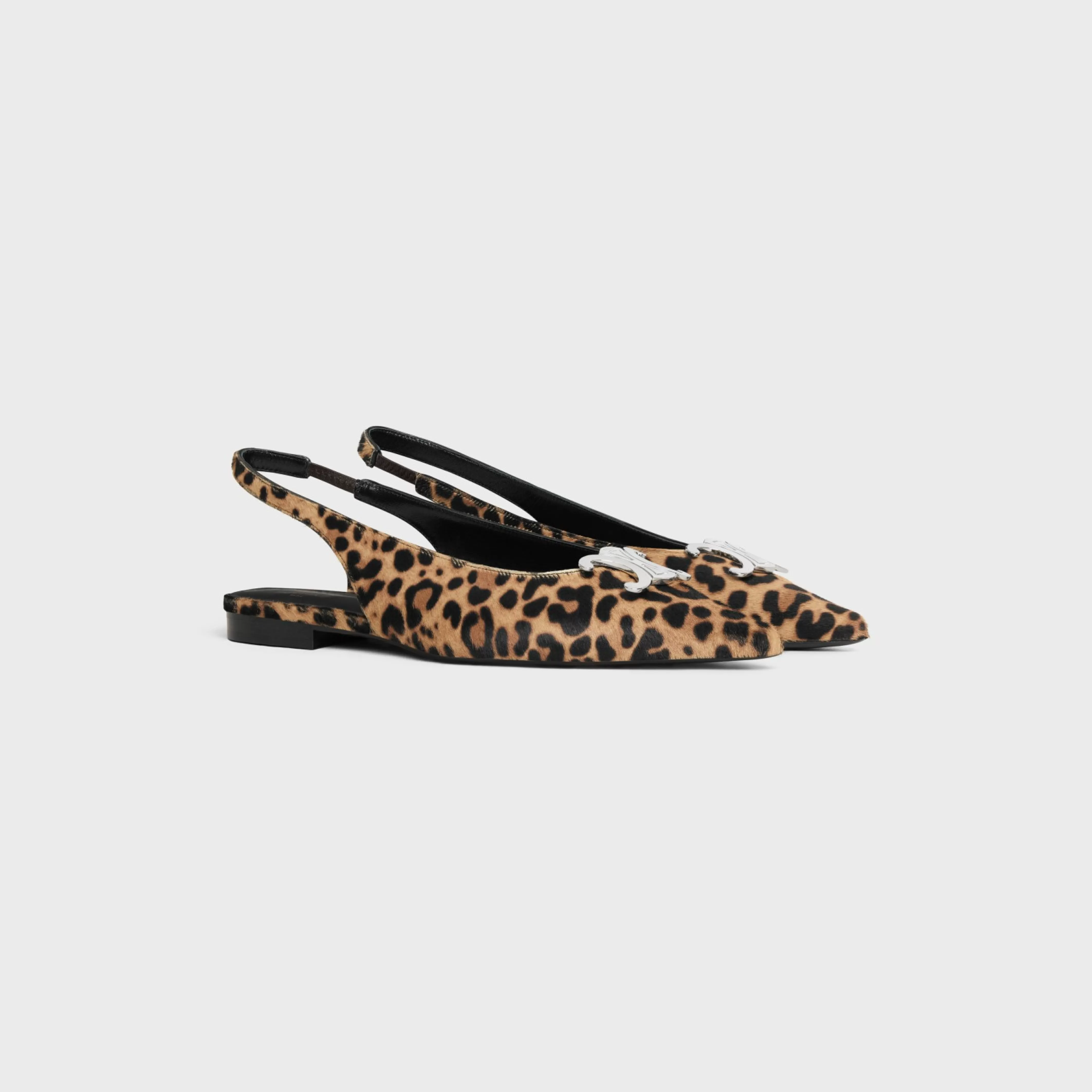 ALMA TRIOMPHE FLAT SLINGBACK in LEOPARD PRINTED HAIRY CALFSKIN^CELINE Fashion