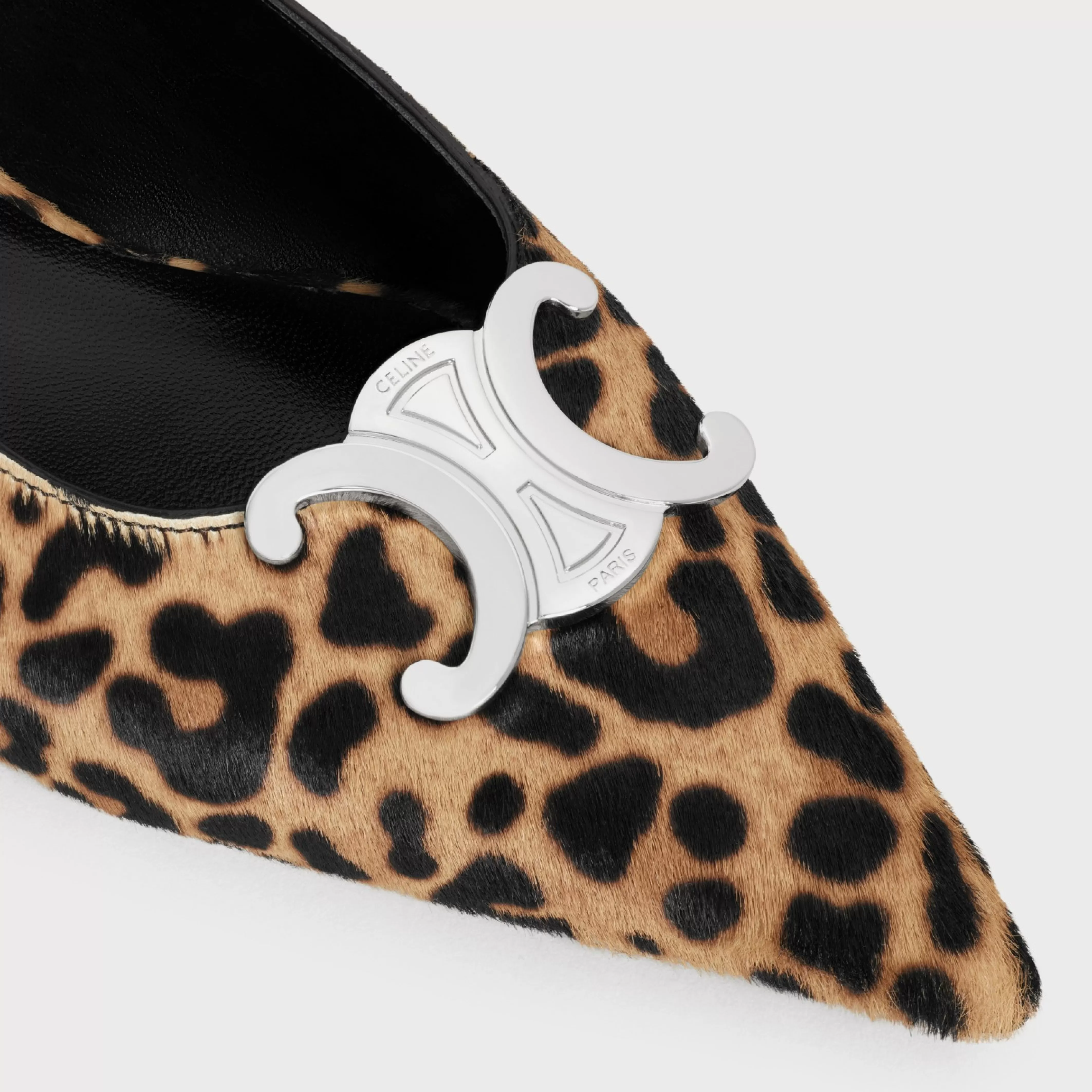 ALMA TRIOMPHE FLAT SLINGBACK in LEOPARD PRINTED HAIRY CALFSKIN^CELINE Fashion