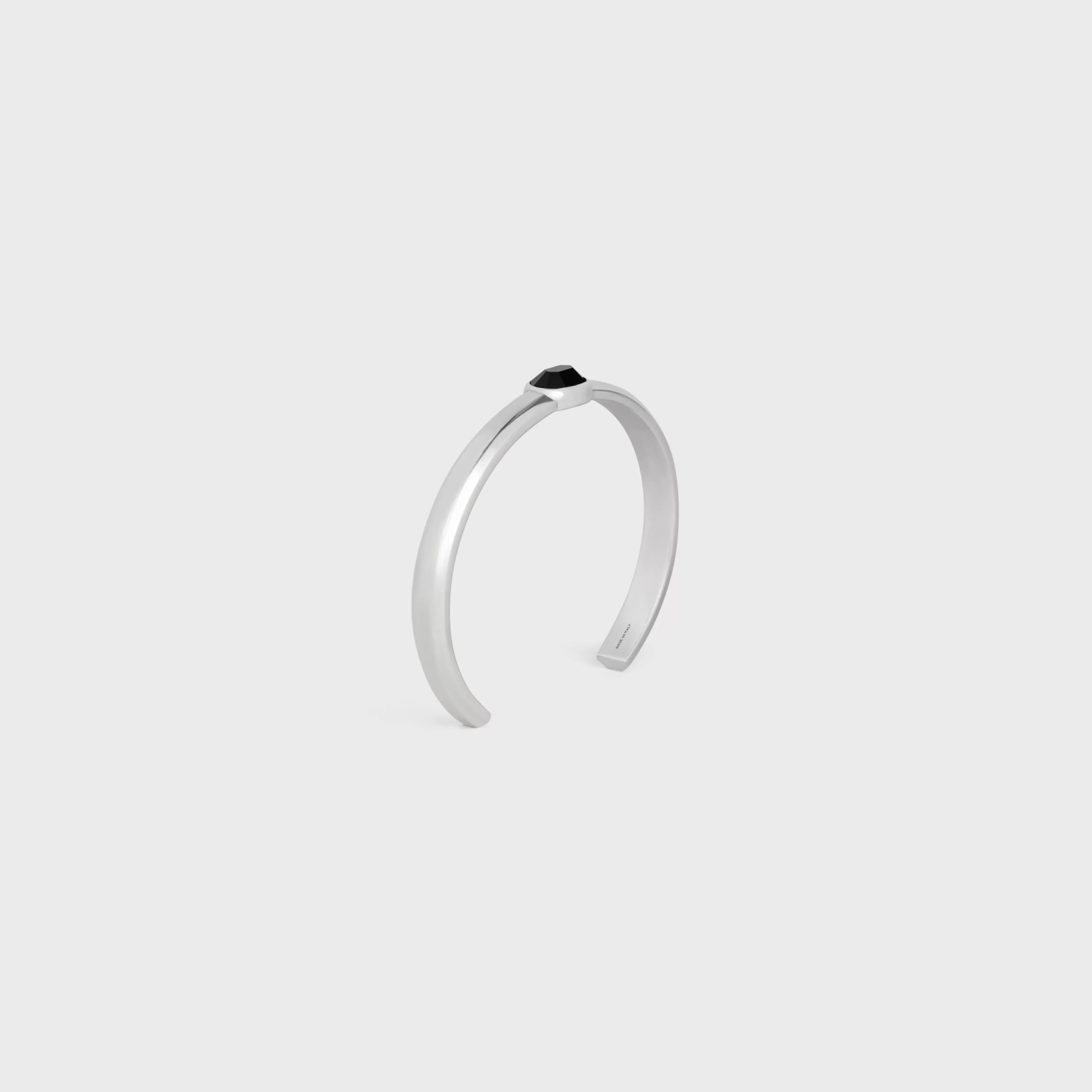 Bevelled Cuff in Onyx and Sterling Silver with Rhodium finish^CELINE Outlet