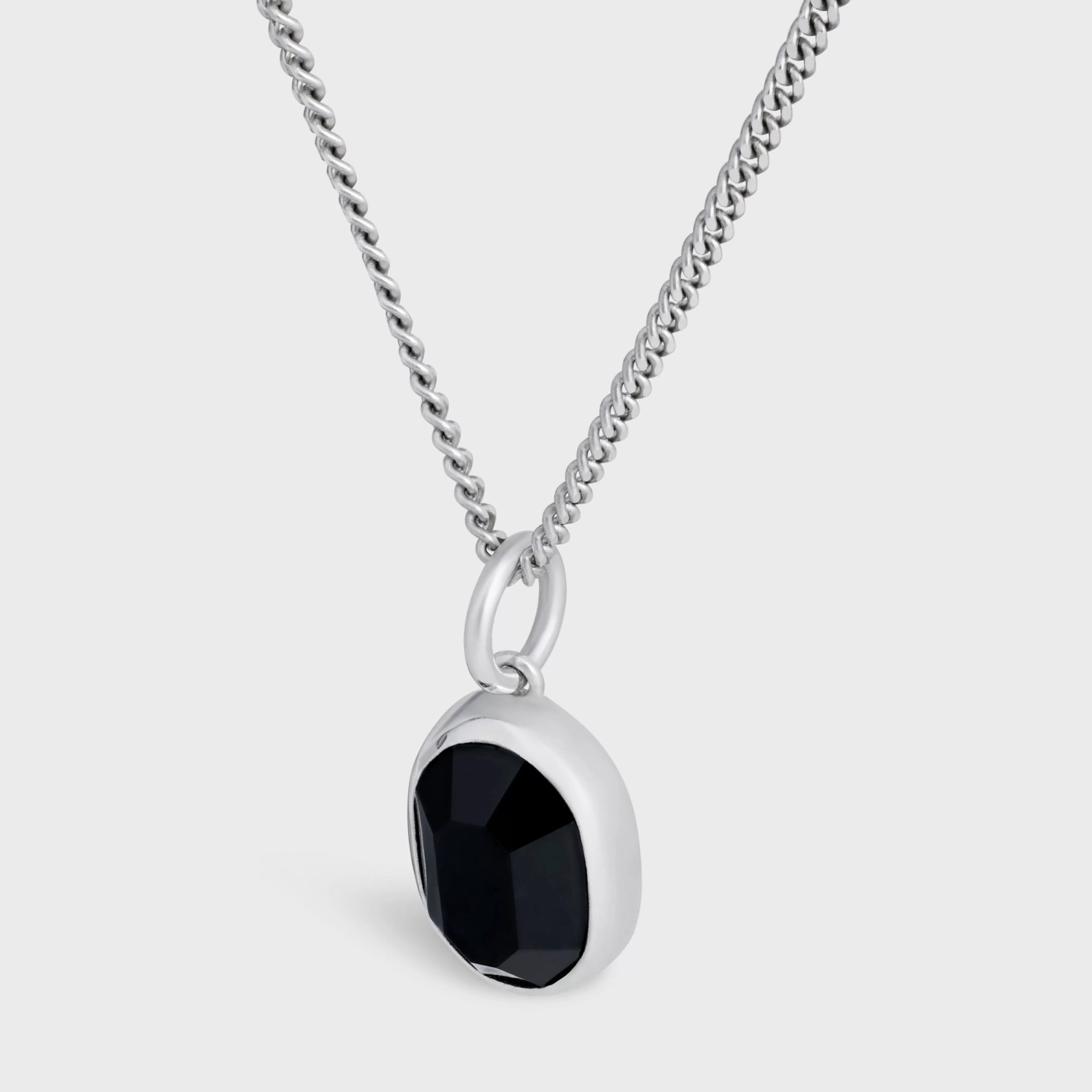 Bevelled Necklace in Onyx and Sterling Silver with Rhodium finish^CELINE Hot
