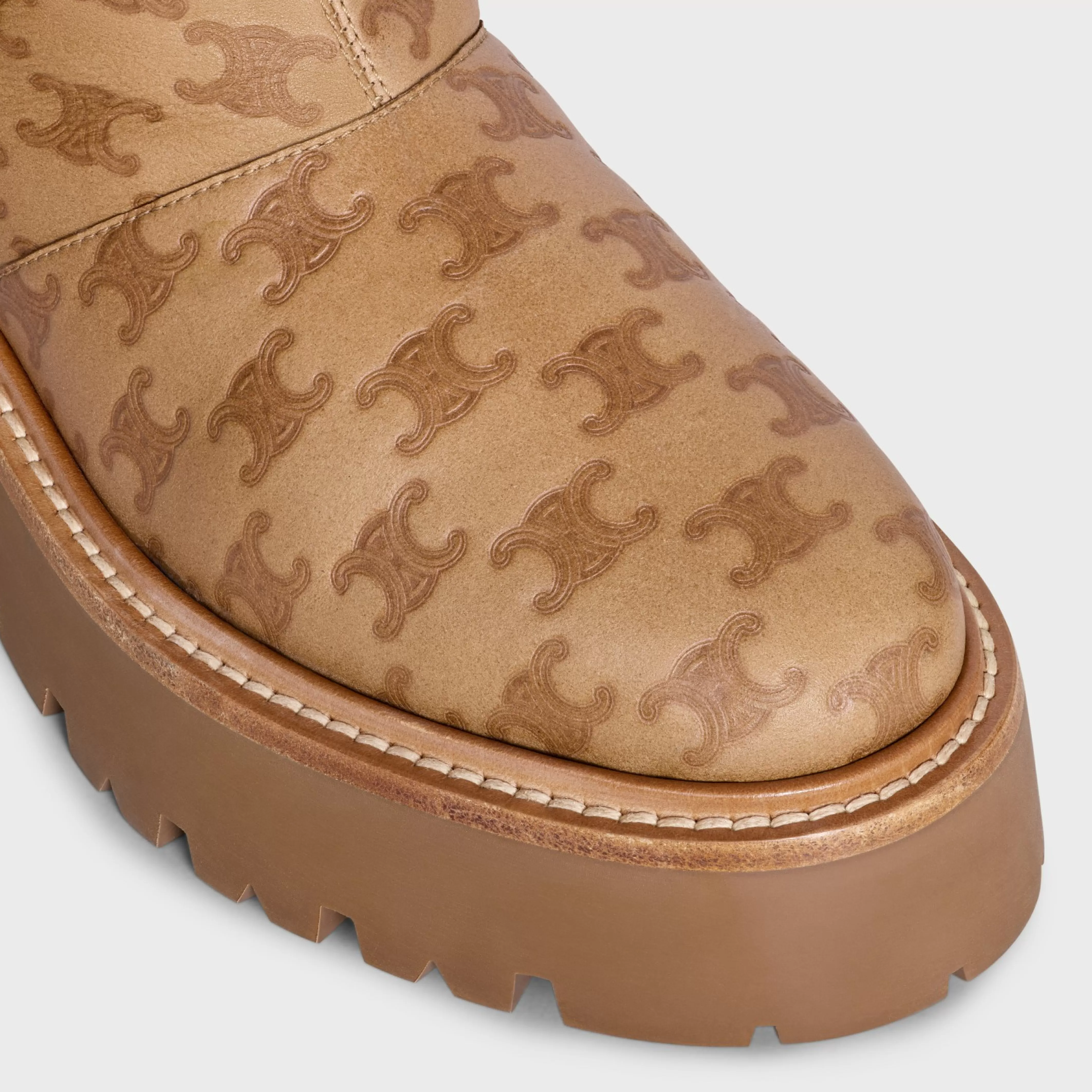 BULKY CROPPED TRIOMPHE BOOT in SUEDE STAMPED CALFSKIN AND SHEARLING^CELINE Best