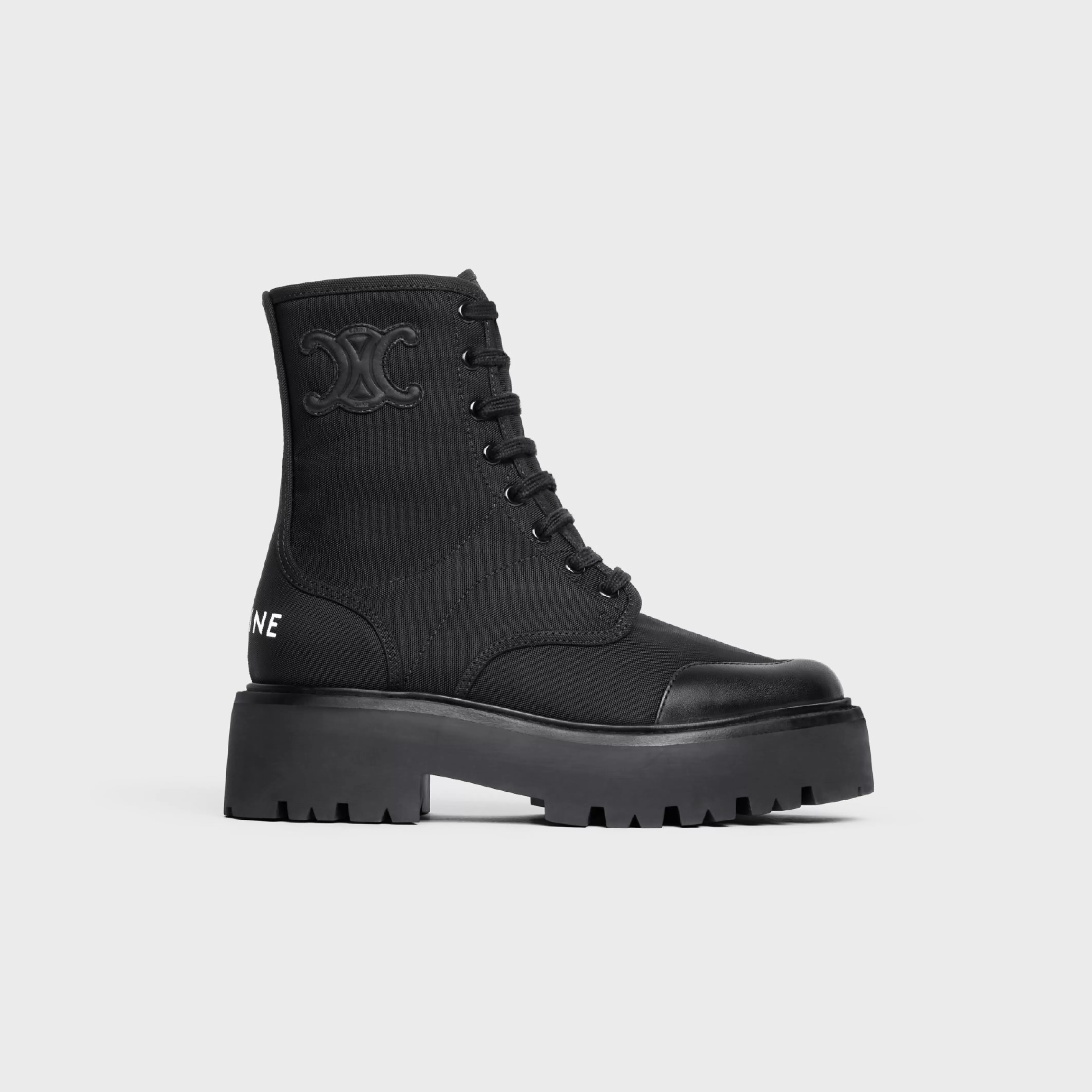 BULKY LACED UP BOOT in NYLON AND SHINY BULL^CELINE Store