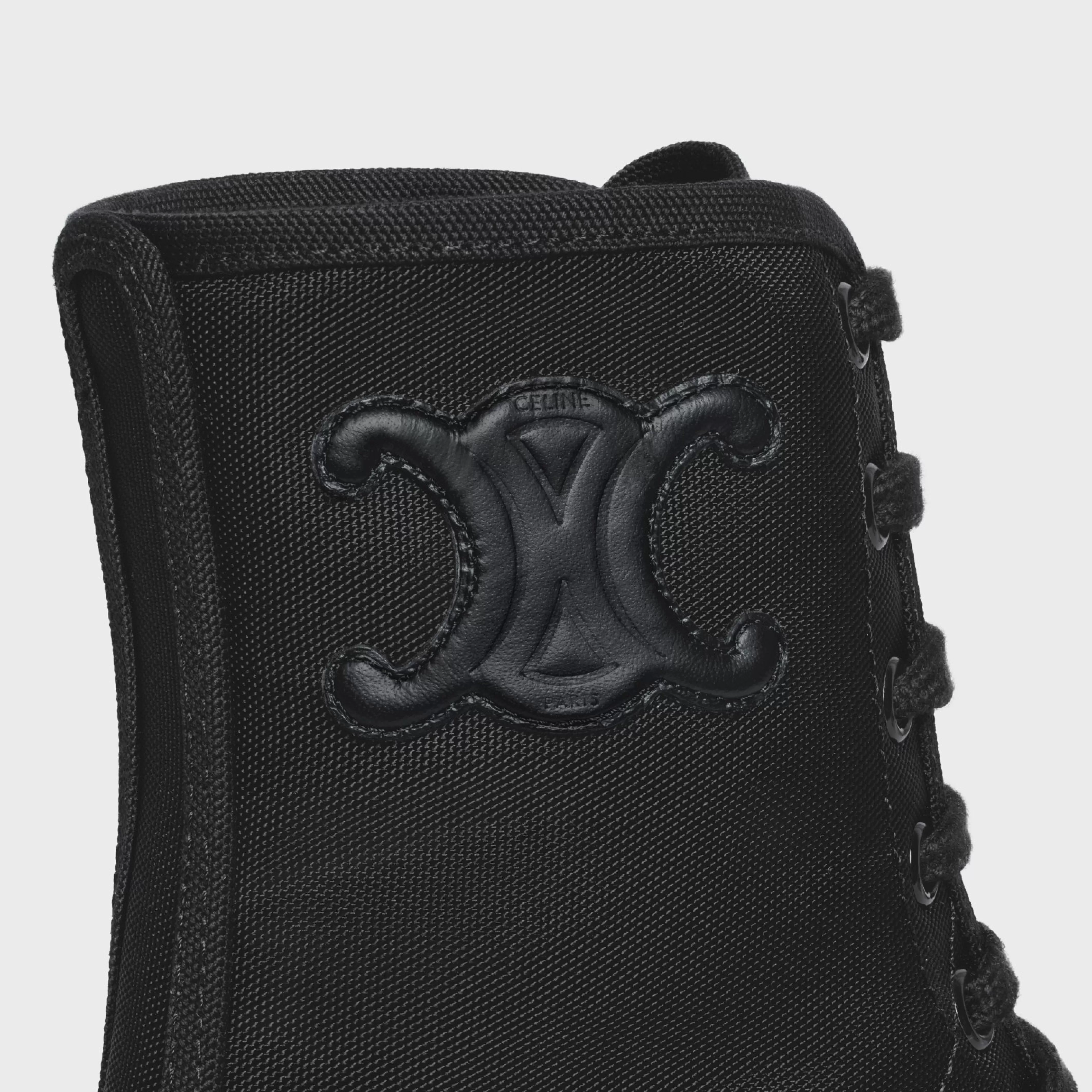 BULKY LACED UP BOOT in NYLON AND SHINY BULL^CELINE Store