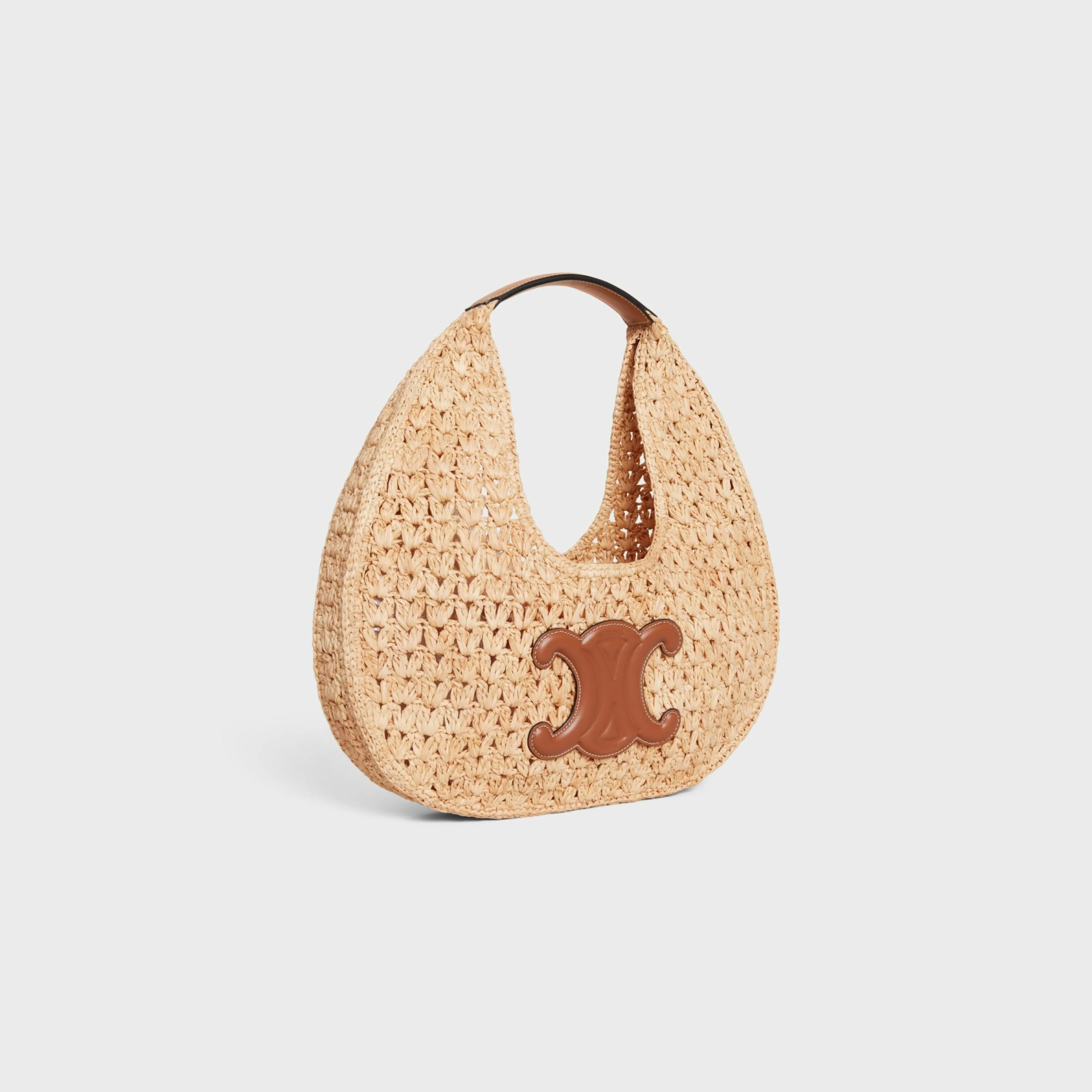 classic panier HOBO BAG in Raffia and Calfskin^CELINE Best