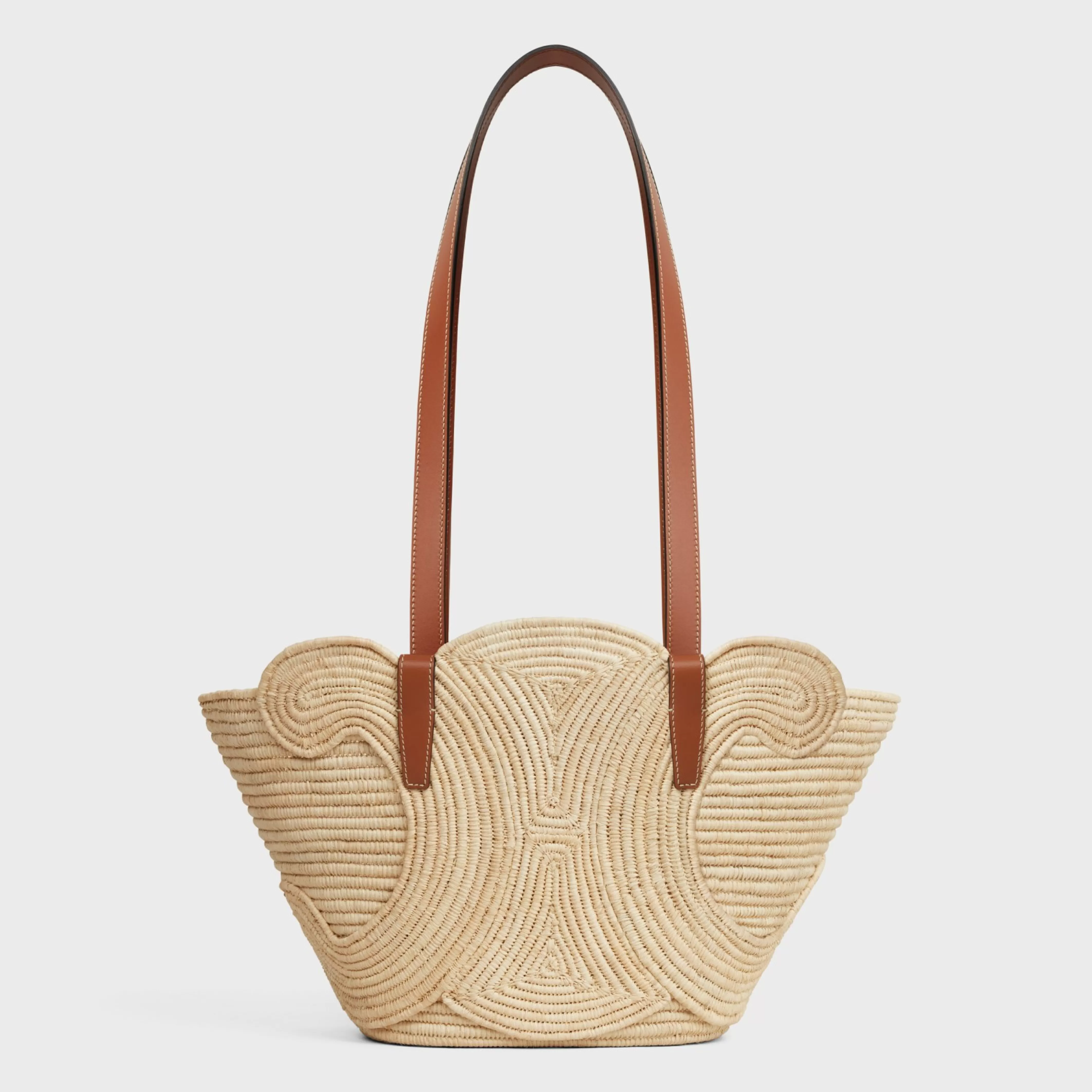 CLASSIC PANIER SMALL BRAIDED TRIOMPHE in RAFFIA and CALFSKIN^CELINE Shop