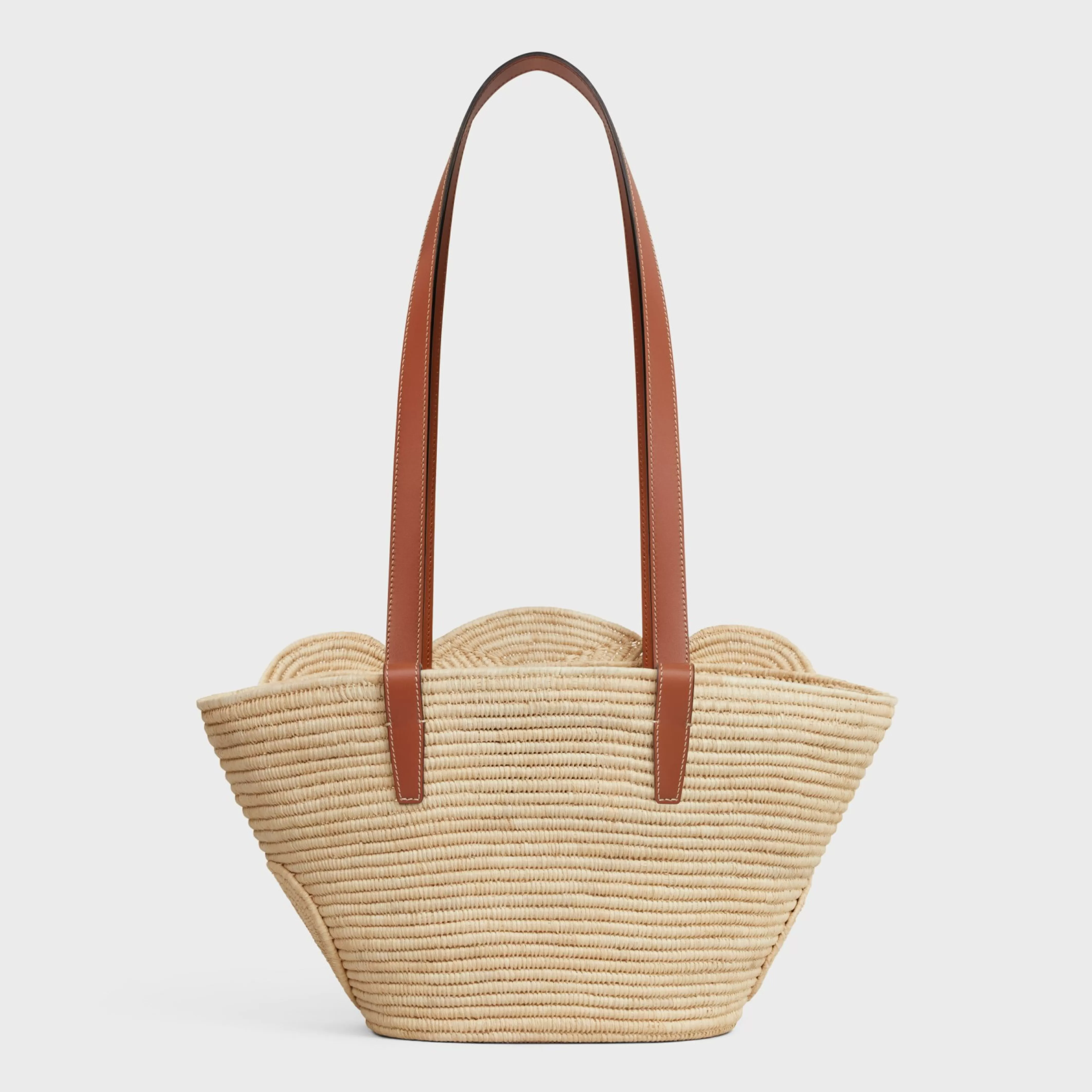 CLASSIC PANIER SMALL BRAIDED TRIOMPHE in RAFFIA and CALFSKIN^CELINE Shop