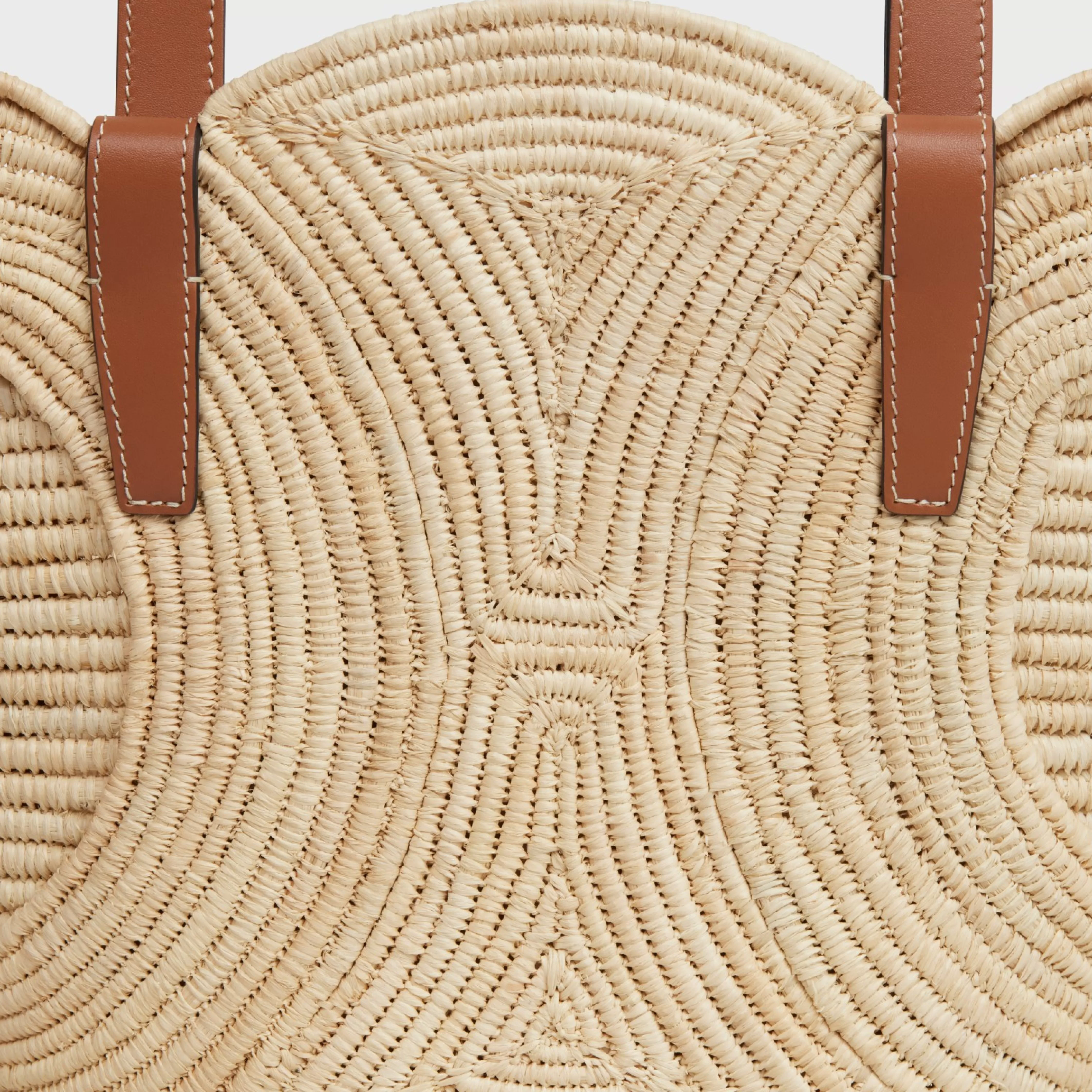 CLASSIC PANIER SMALL BRAIDED TRIOMPHE in RAFFIA and CALFSKIN^CELINE Shop