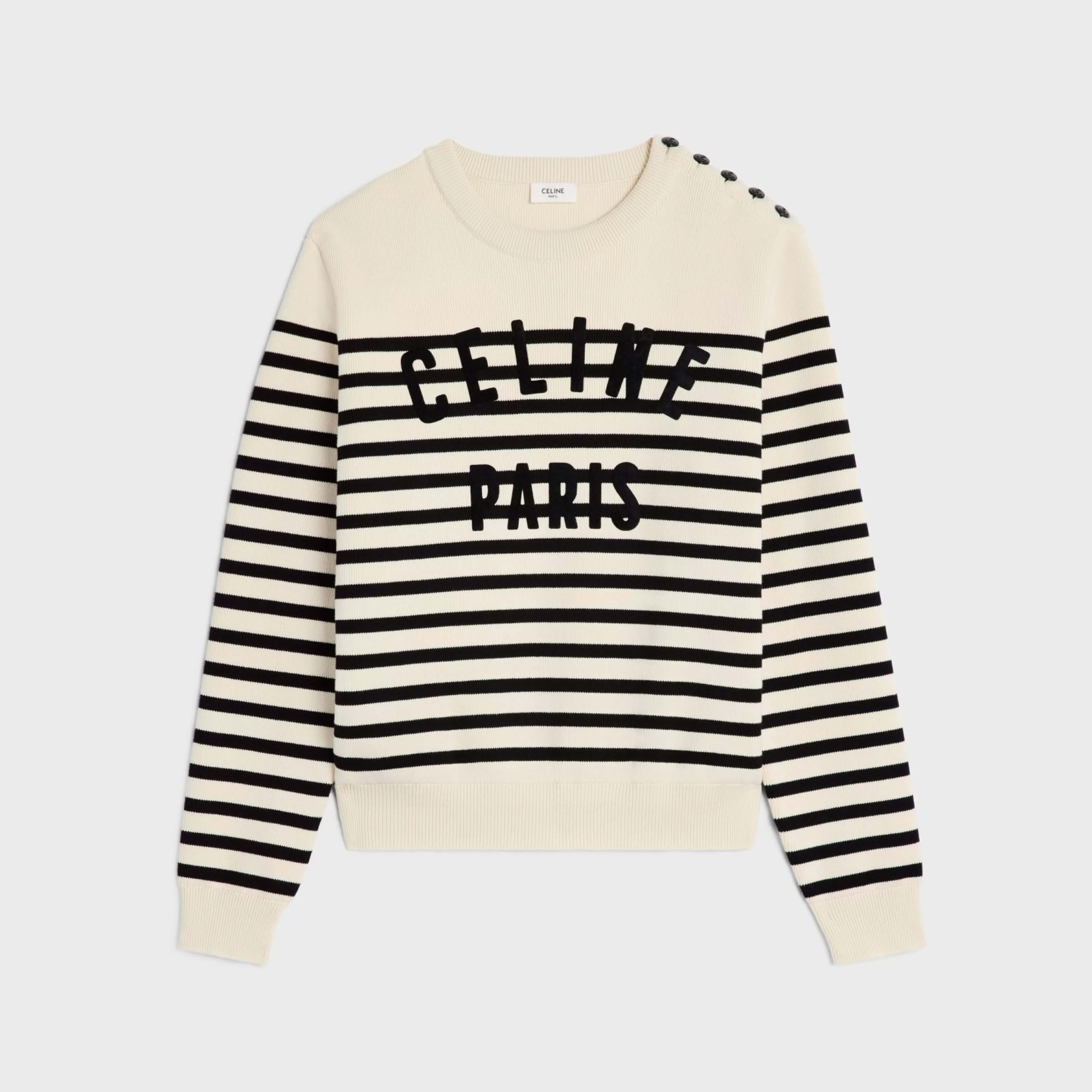 crew neck marinière sweater in cotton^CELINE Fashion