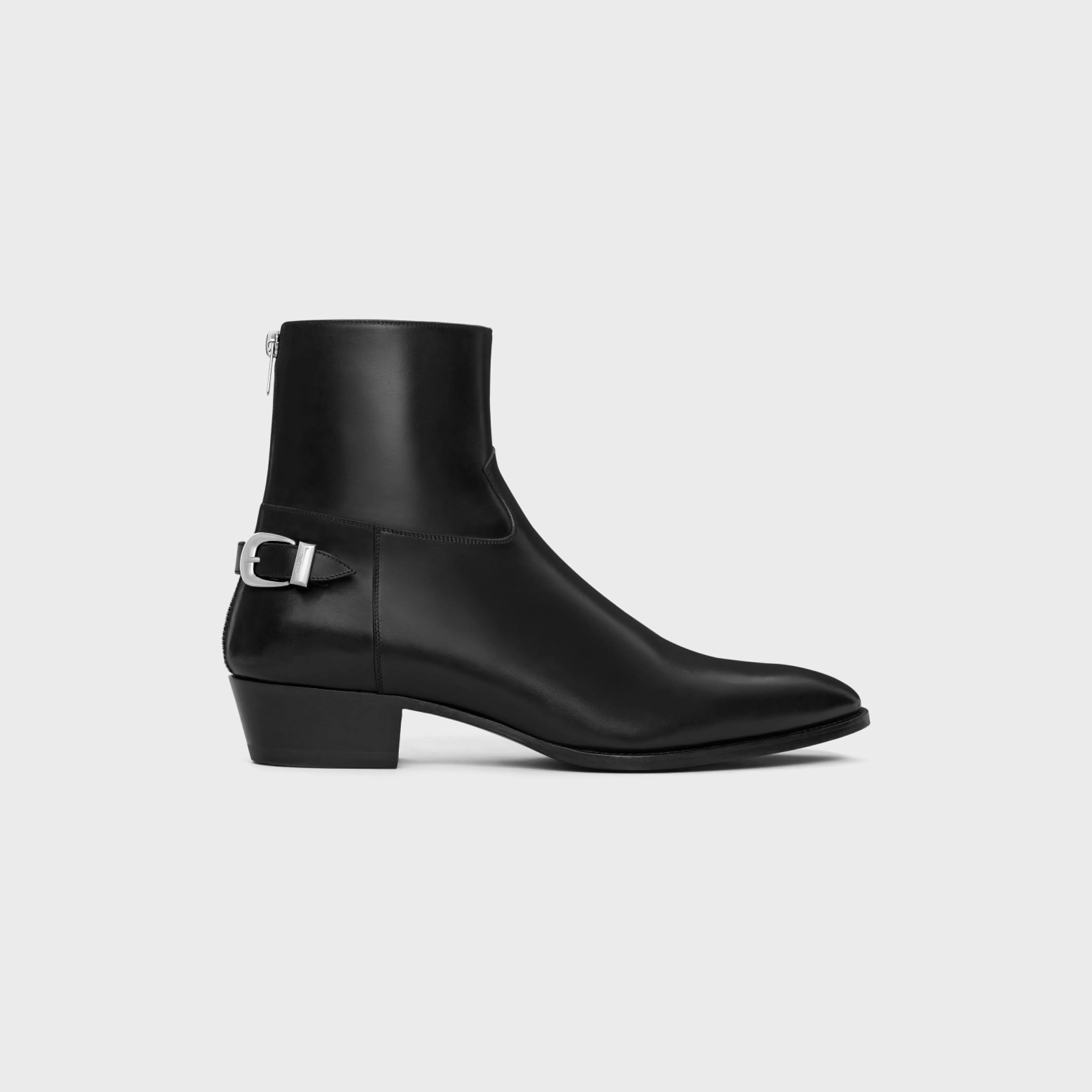 DRUGSTORE BACK BUCKLE ZIPPED BOOT in Shiny calfskin^CELINE Best
