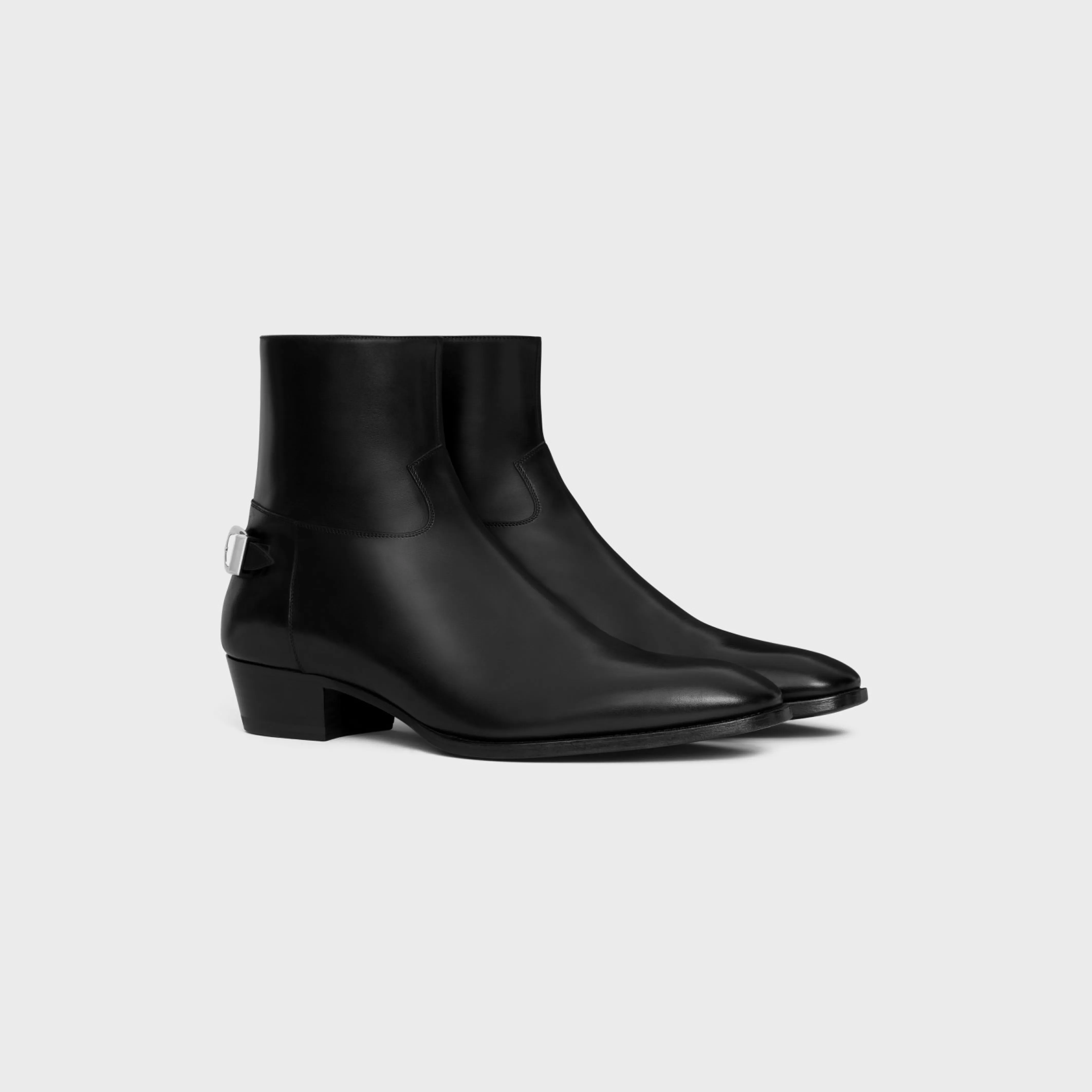 DRUGSTORE BACK BUCKLE ZIPPED BOOT in Shiny calfskin^CELINE Best