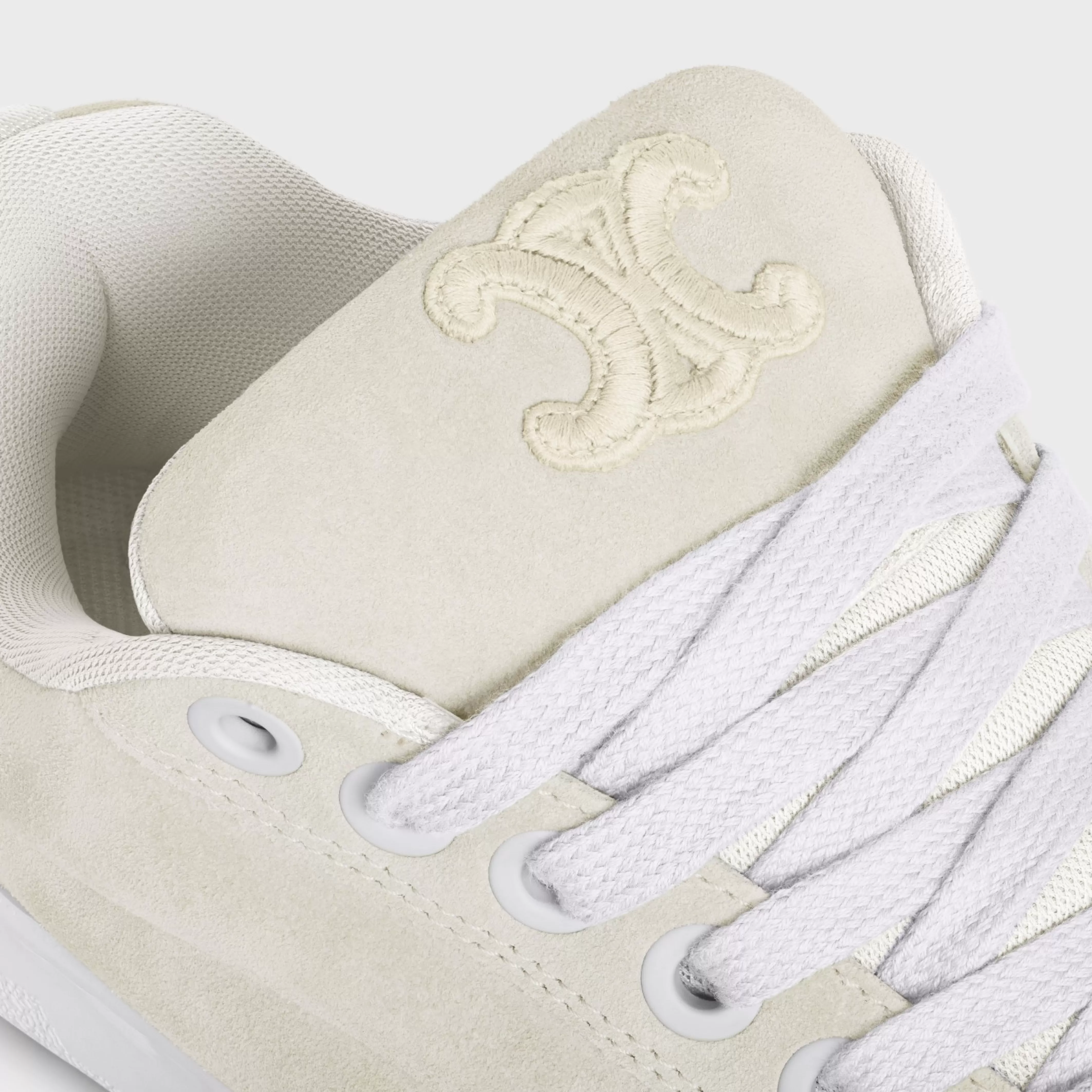 HUNTINGTON LOW LACE-UP SNEAKER in SUEDE CALFSKIN AND MESH^CELINE New