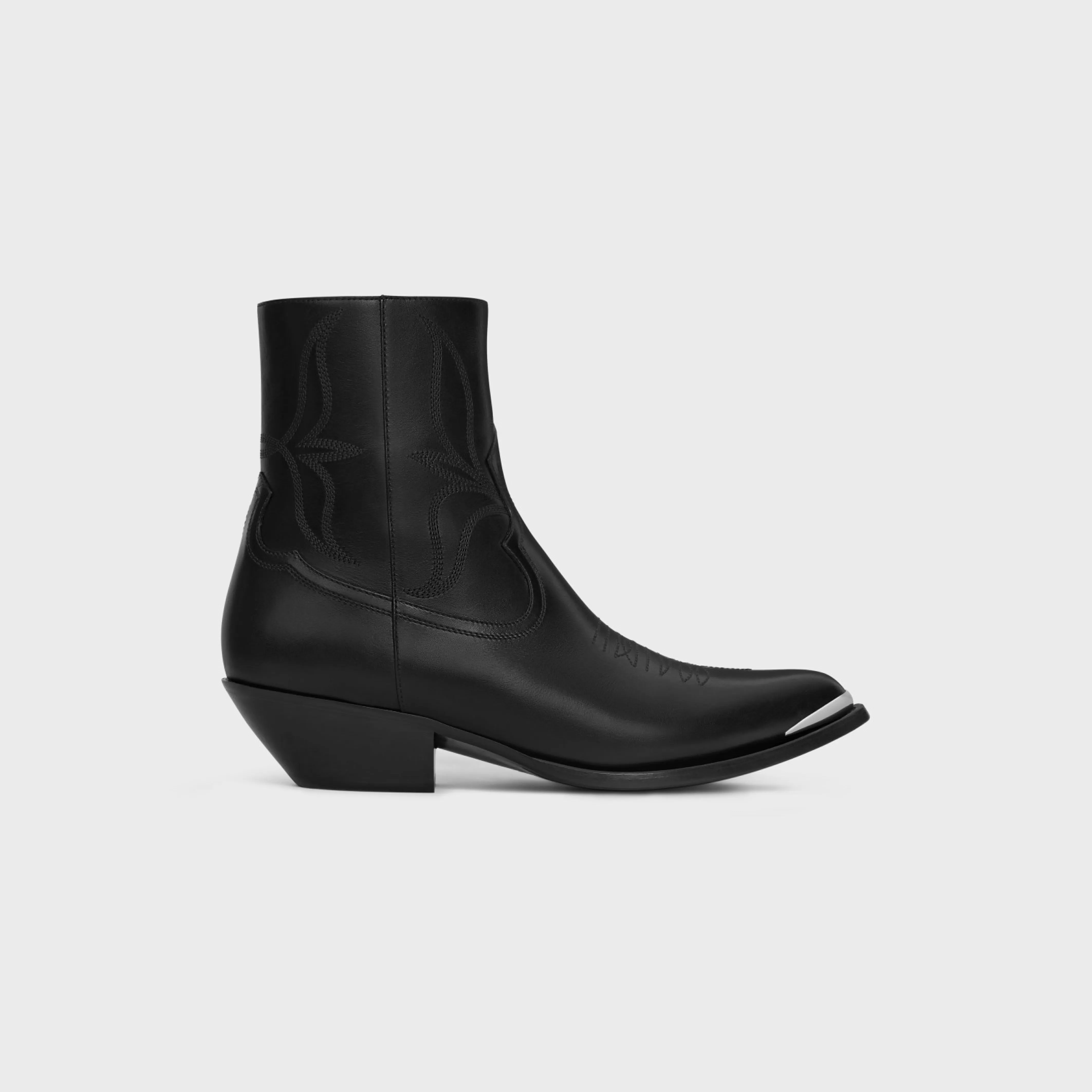 LEON ZIPPED BOOT WITH METAL TOE in SHINY CALFSKIN^CELINE Hot