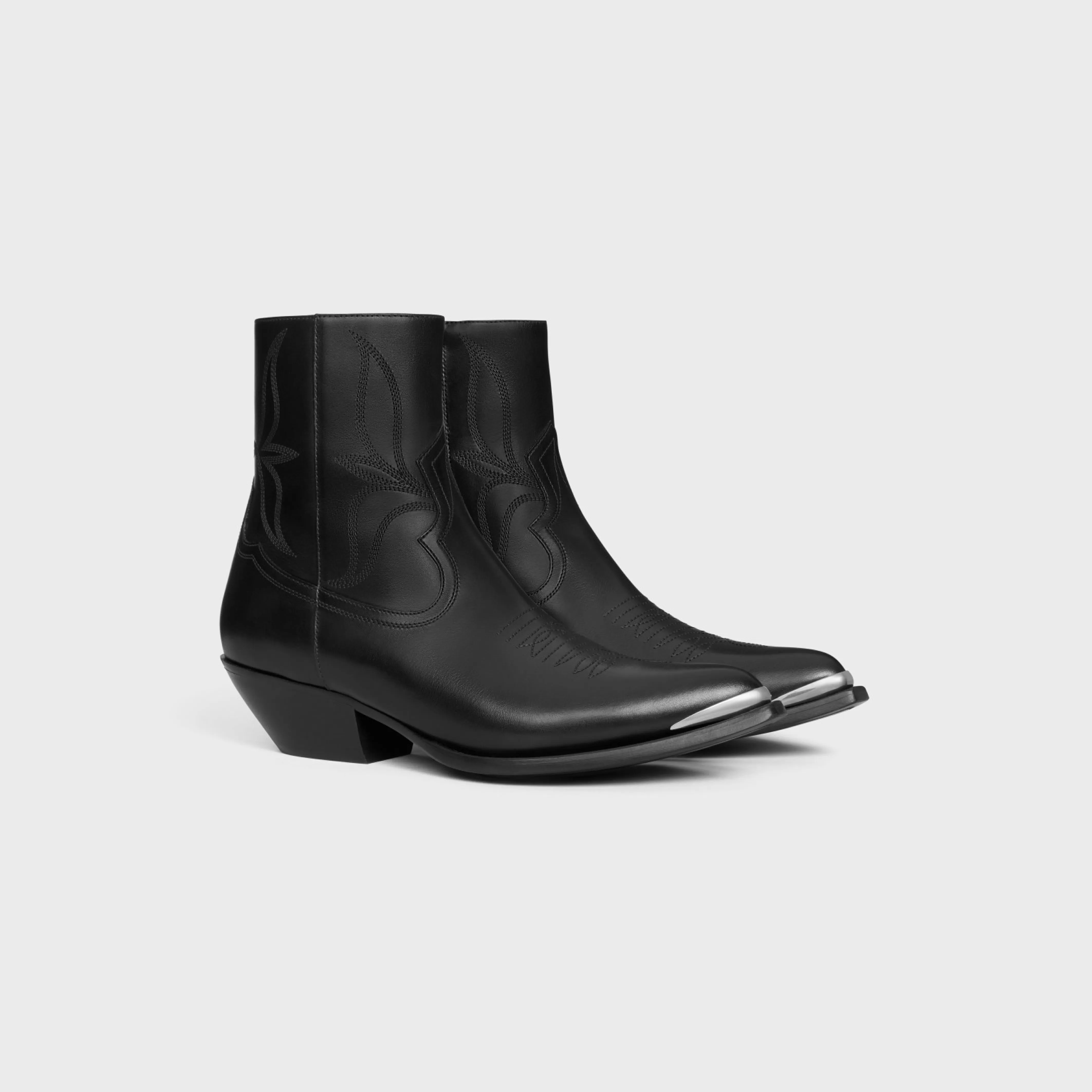 LEON ZIPPED BOOT WITH METAL TOE in SHINY CALFSKIN^CELINE Hot