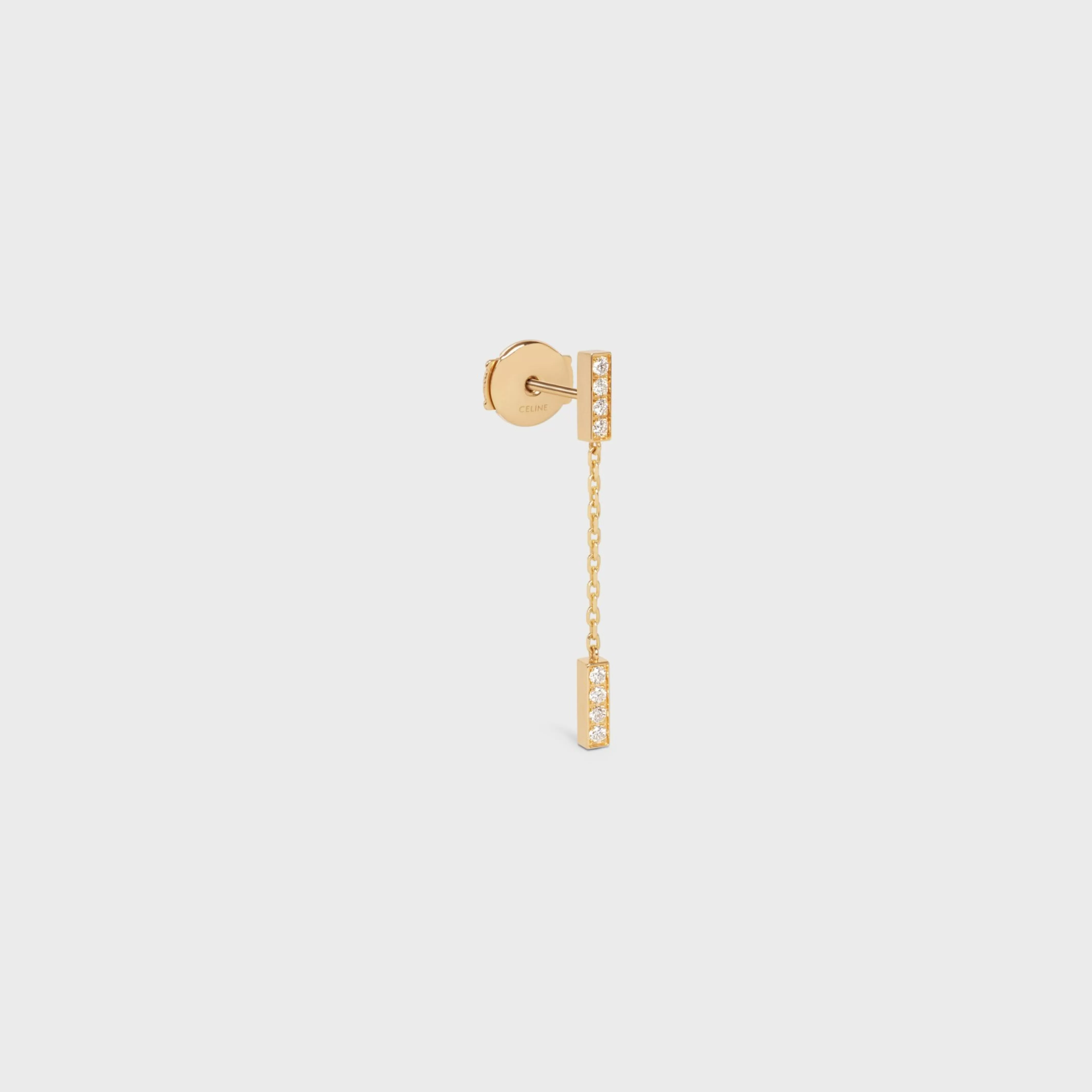 Line Double Earring in Yellow Gold and Diamonds^CELINE Flash Sale