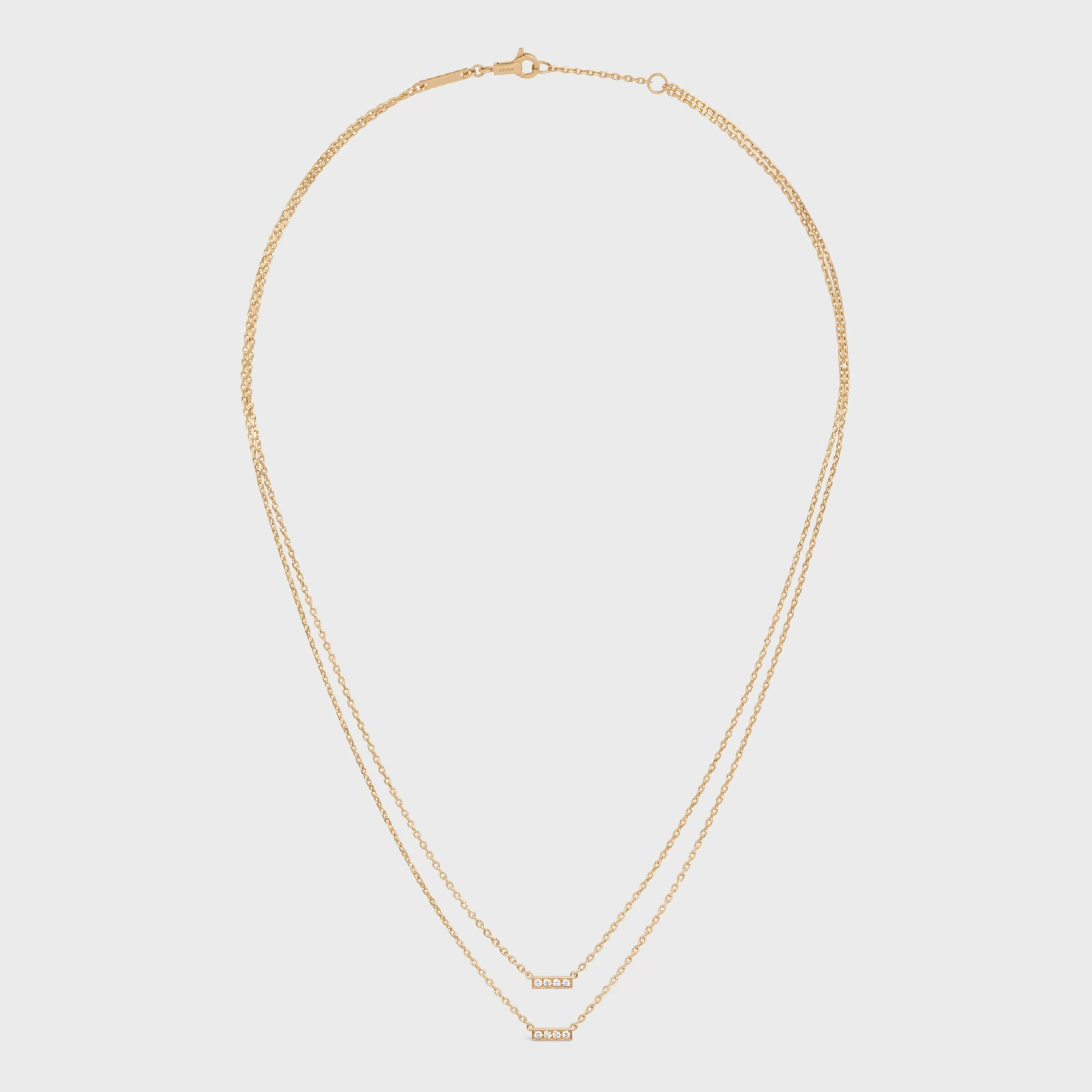 Line Double Necklace in Yellow Gold and Diamonds^CELINE Best