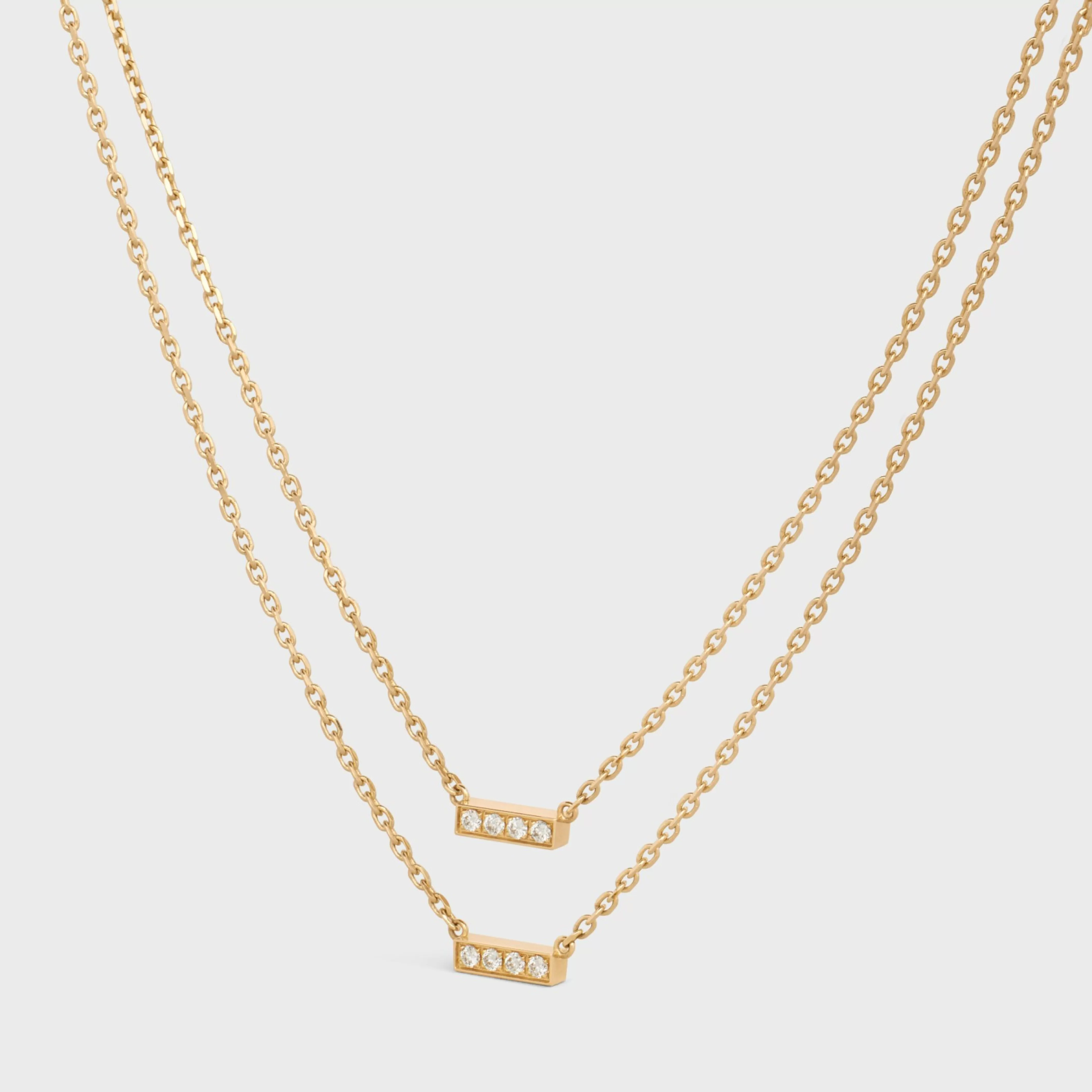 Line Double Necklace in Yellow Gold and Diamonds^CELINE Best