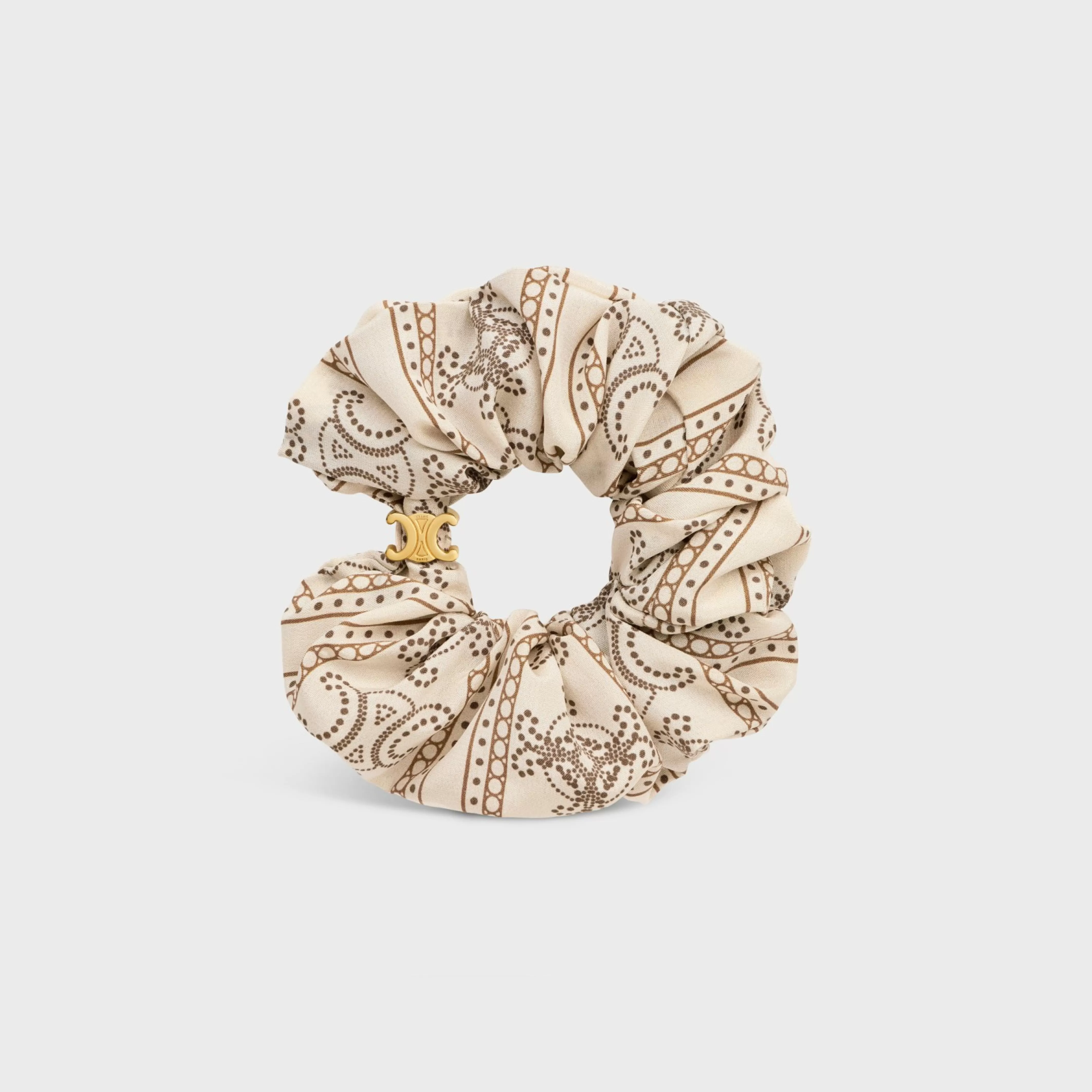 Scrunchy Blason in Silk and Brass with Gold finish^CELINE Outlet