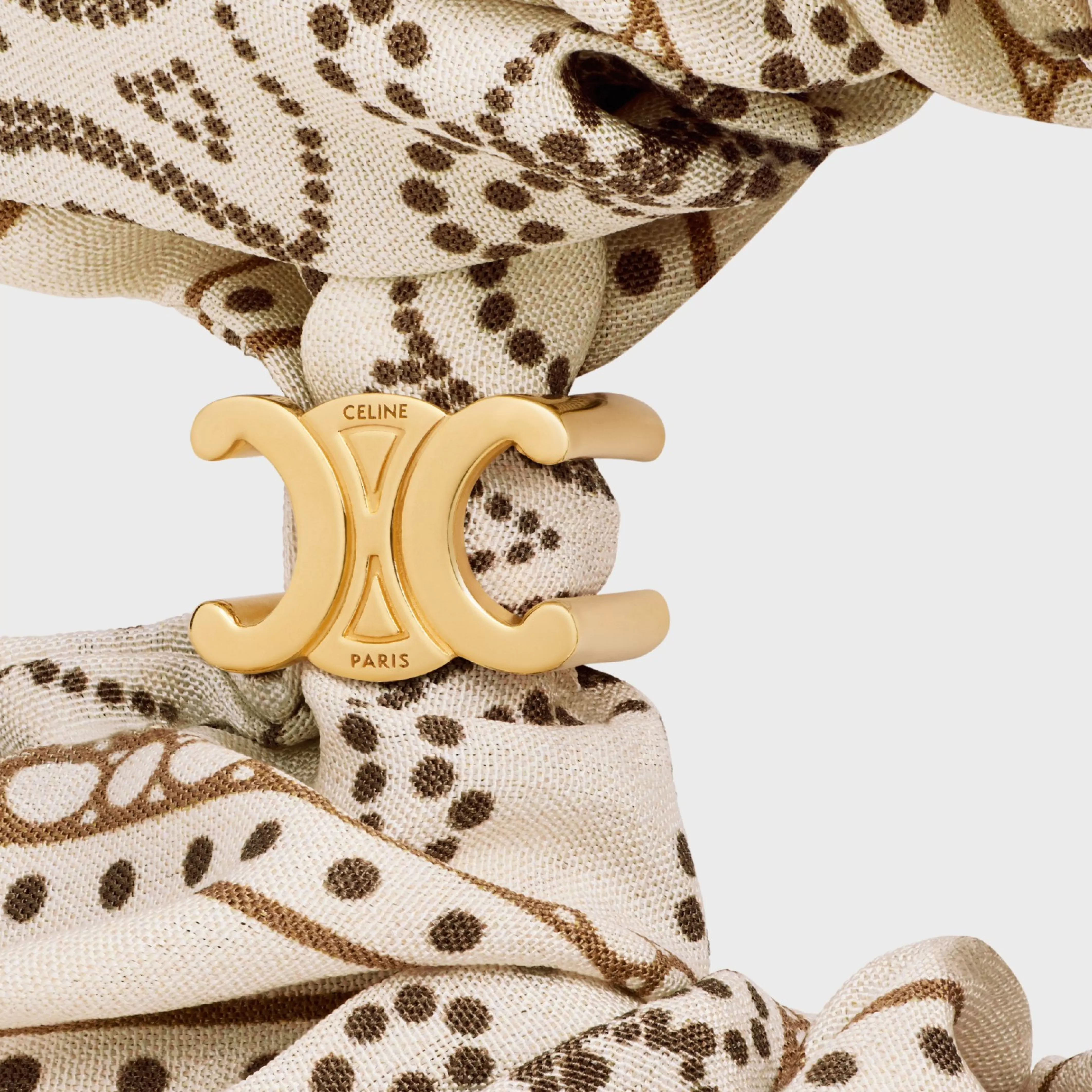 Scrunchy Blason in Silk and Brass with Gold finish^CELINE Outlet