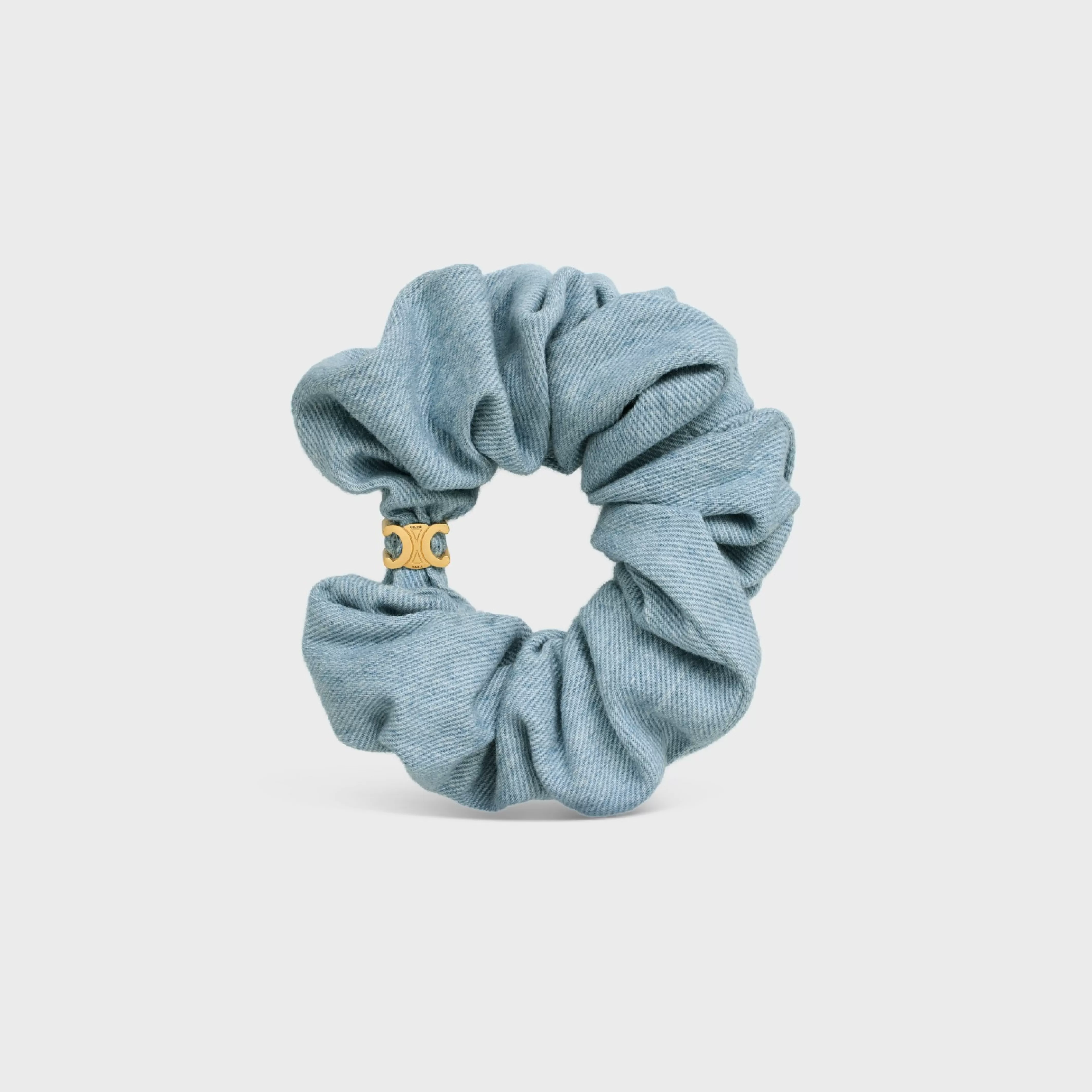 Scrunchy Denim in Cotton and Brass with Gold Finish^CELINE Clearance