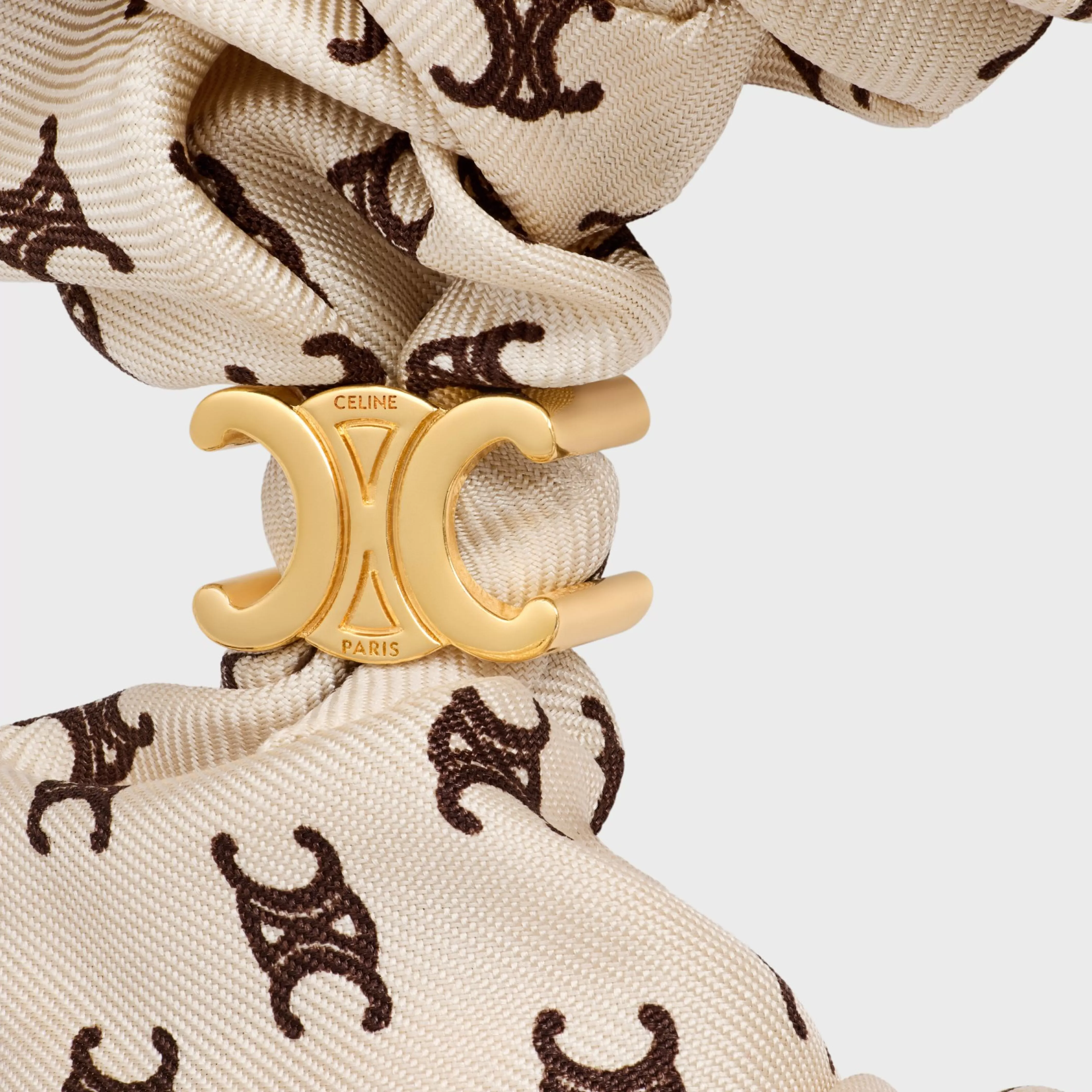 Scrunchy Mini Triomphe in Silk and Brass with Gold finish^CELINE Best Sale