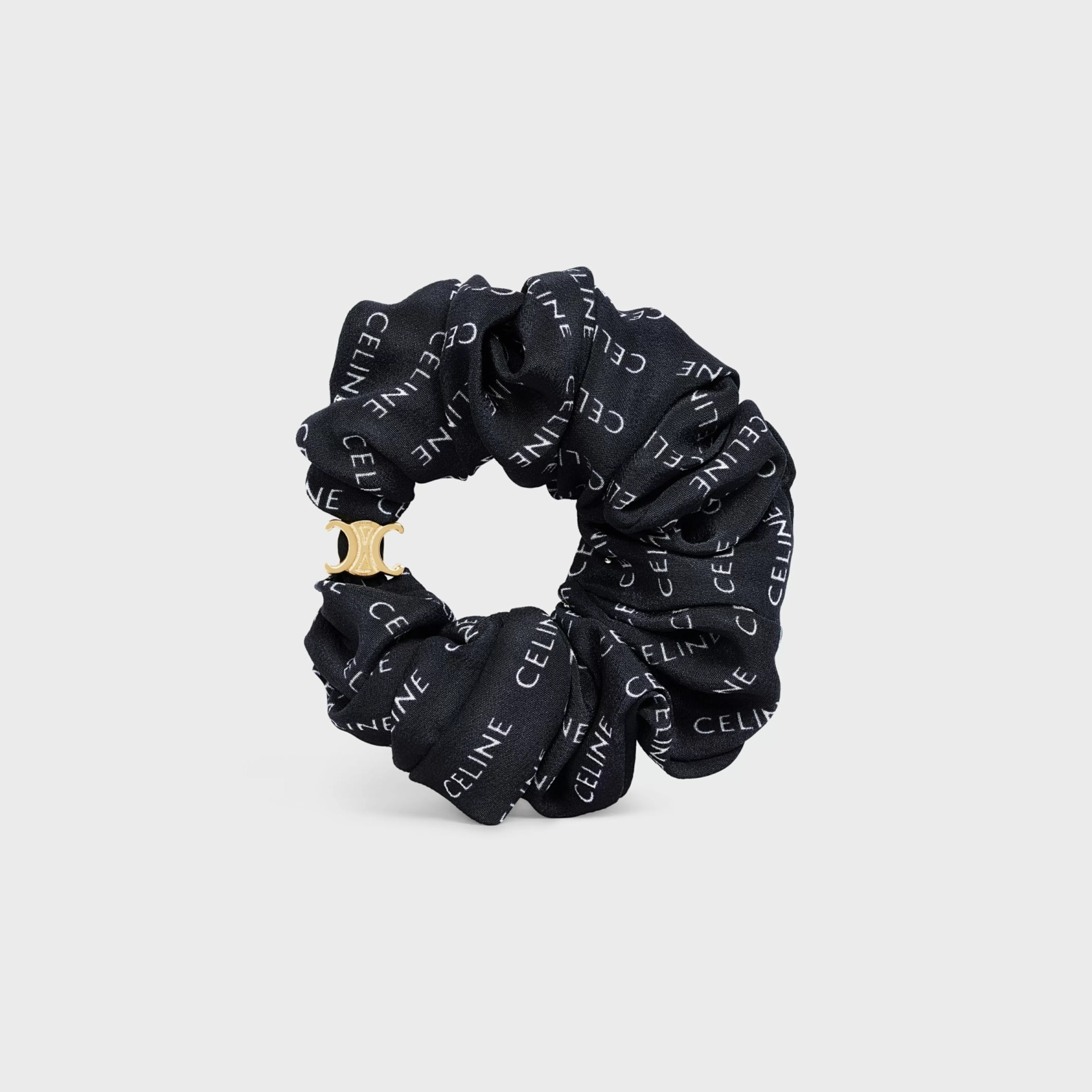 Scrunchy Rayure in Silk and Brass with Gold finish^CELINE Hot