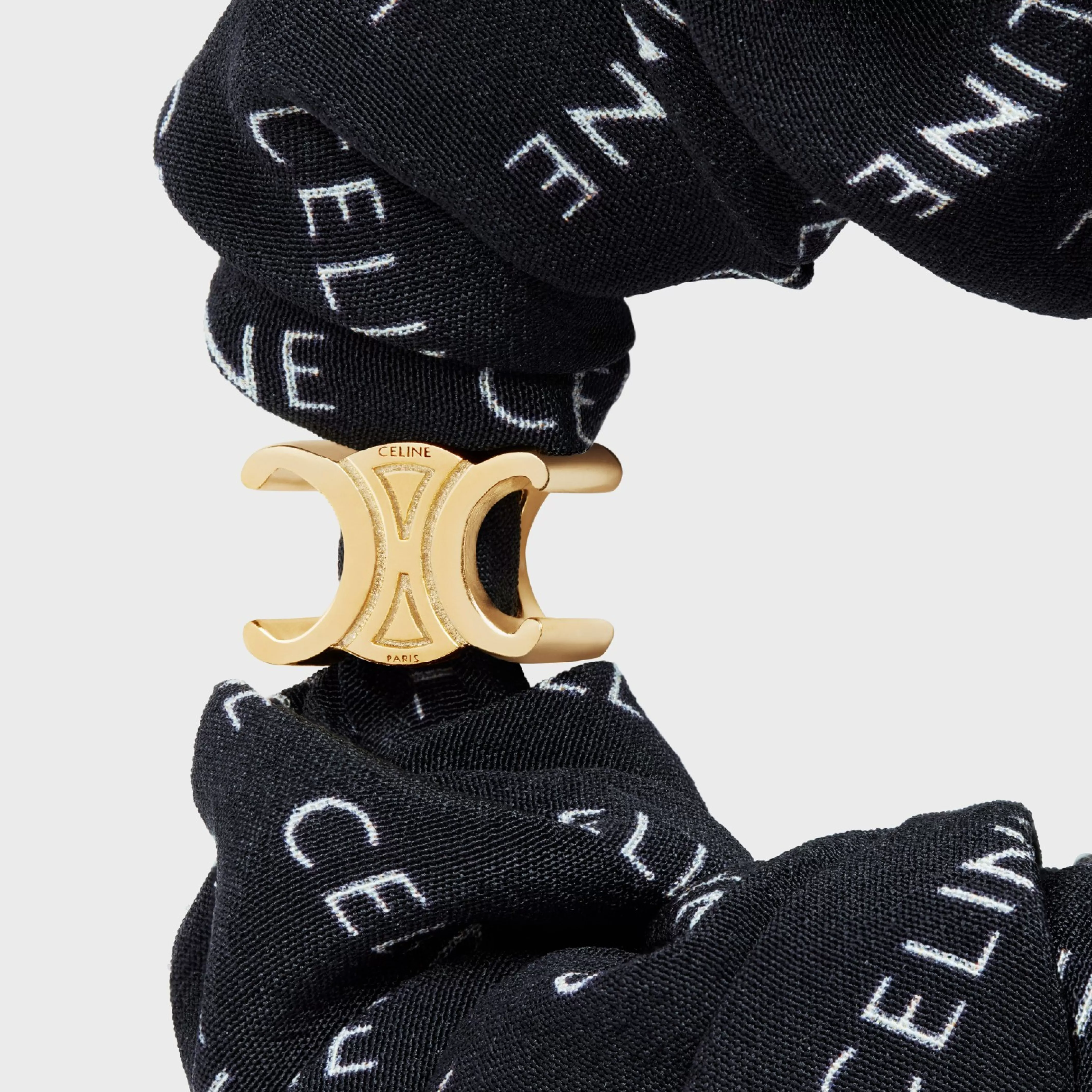 Scrunchy Rayure in Silk and Brass with Gold finish^CELINE Hot
