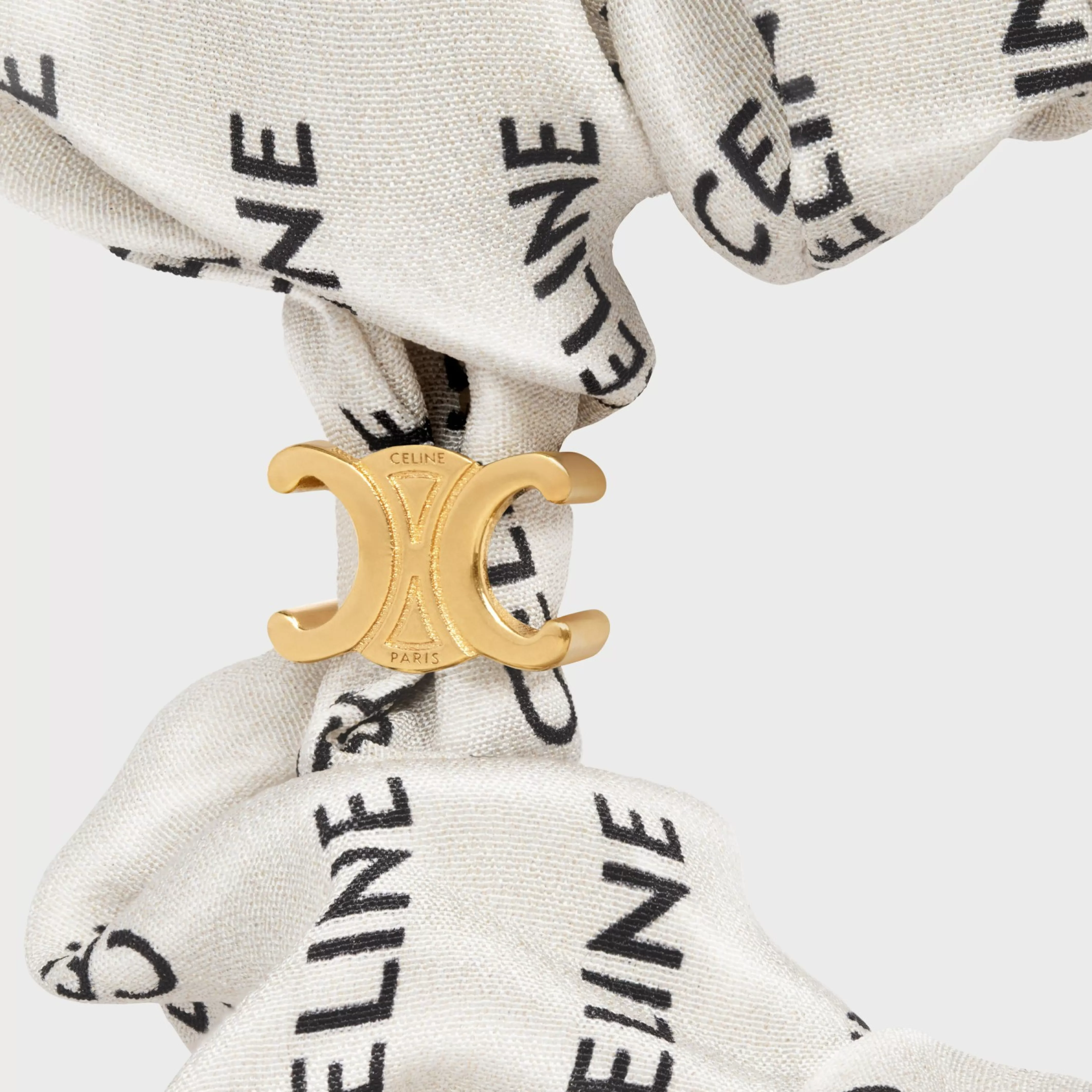 Scrunchy Rayure in Silk and Brass with Gold finish^CELINE Discount
