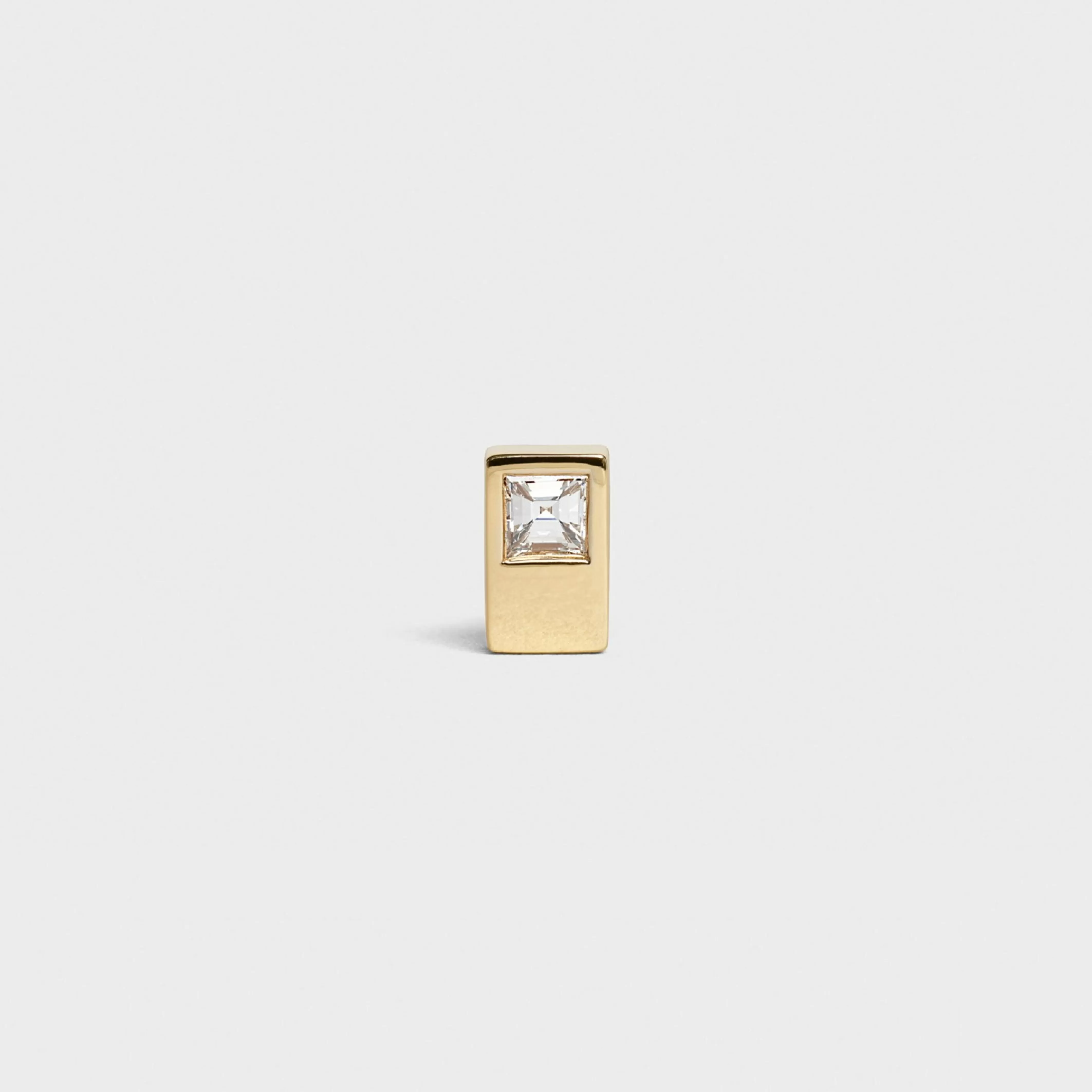 Sentimental Double Square Stud in Yellow Gold and Diamond^CELINE Hot