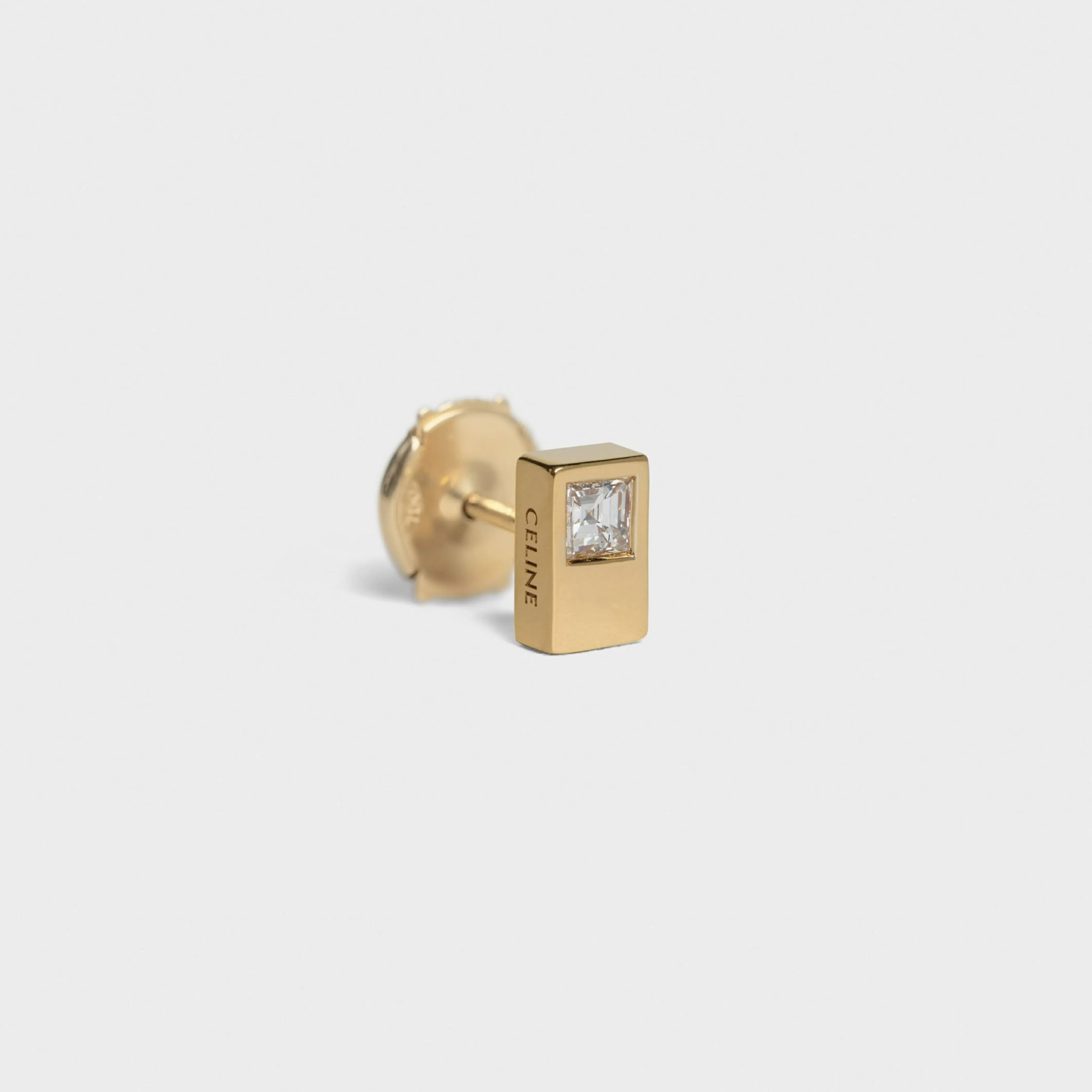 Sentimental Double Square Stud in Yellow Gold and Diamond^CELINE Hot