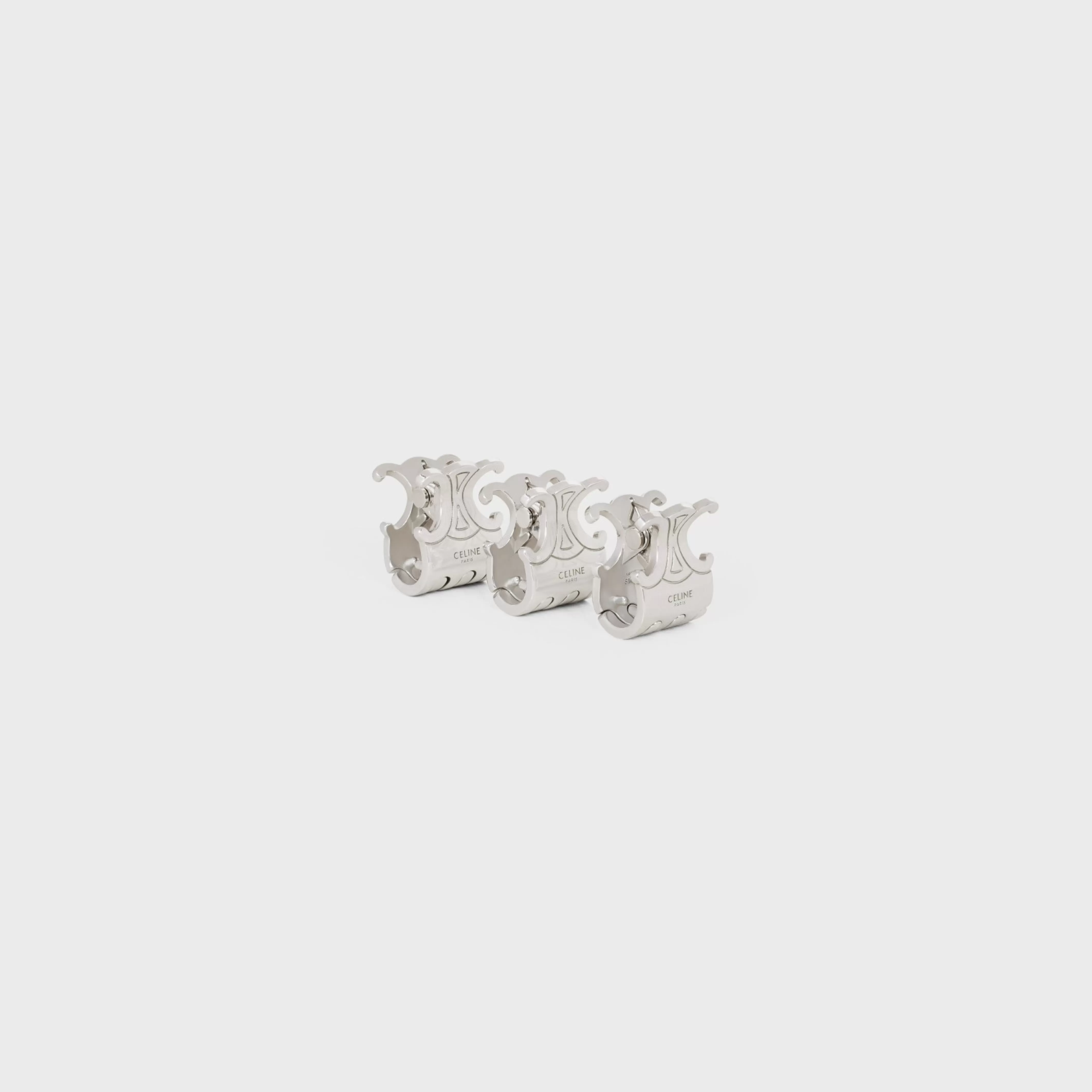 Set of 3 Mini Hair Claws in Brass with Rhodium Finish and Steel^CELINE Fashion
