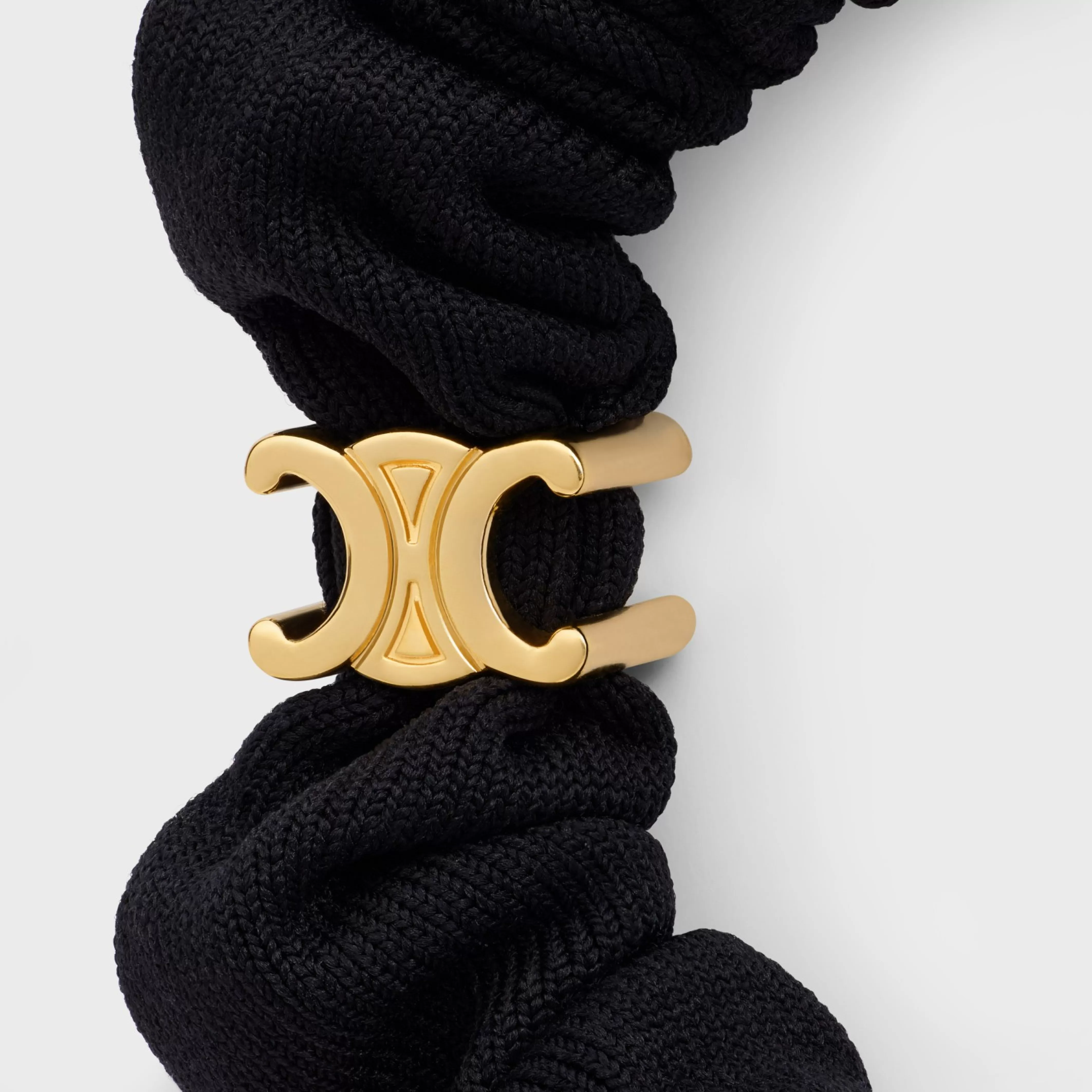 Set of 2 Small Scrunchies in Polyamide, Elastane and Brass with Gold Finish^CELINE Sale