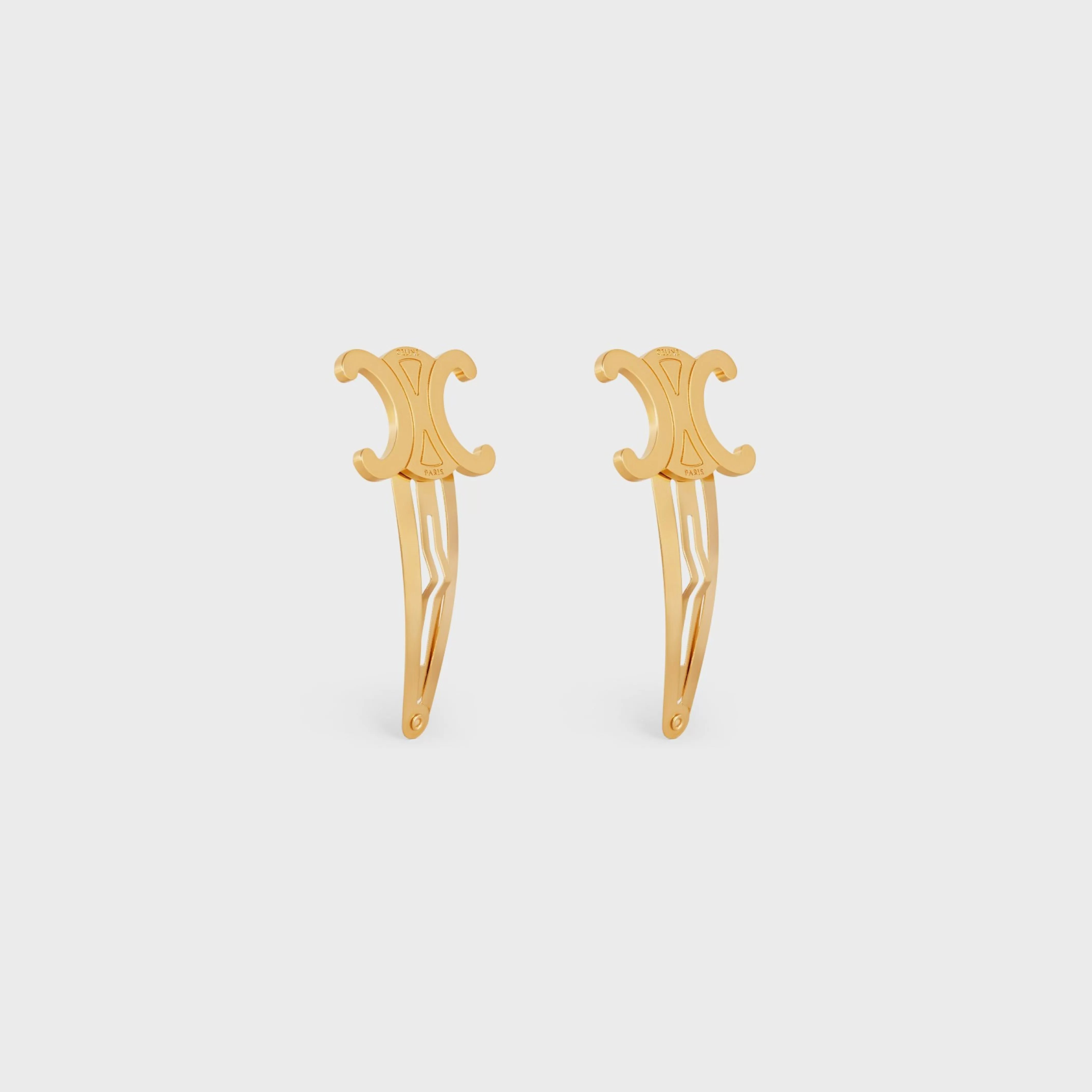 Set of 2 Snap Hair Clips in Brass with Gold Finish and Steel^CELINE Cheap
