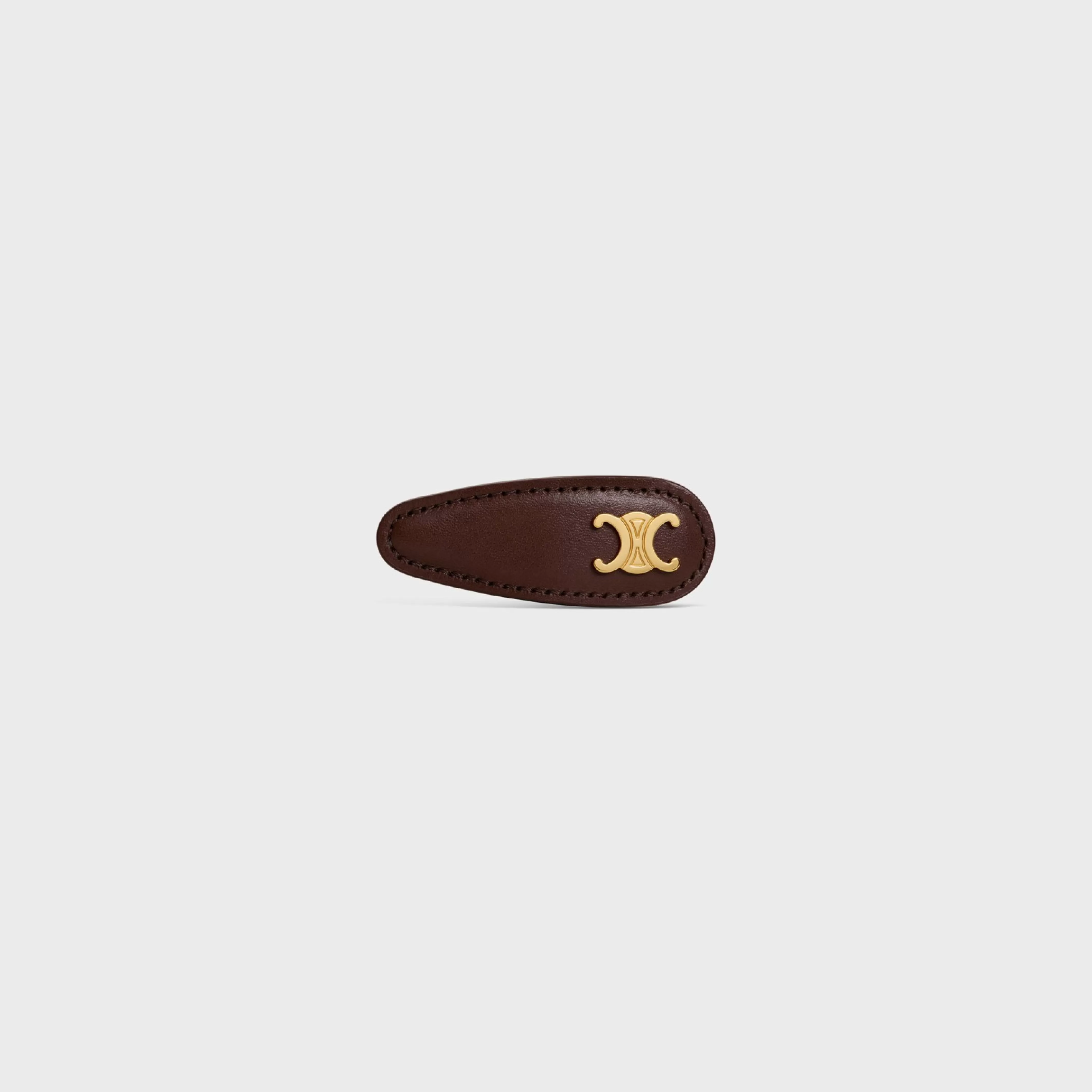 Snap Hair Clip in Calfskin, Brass with Gold Finish and Steel^CELINE Shop