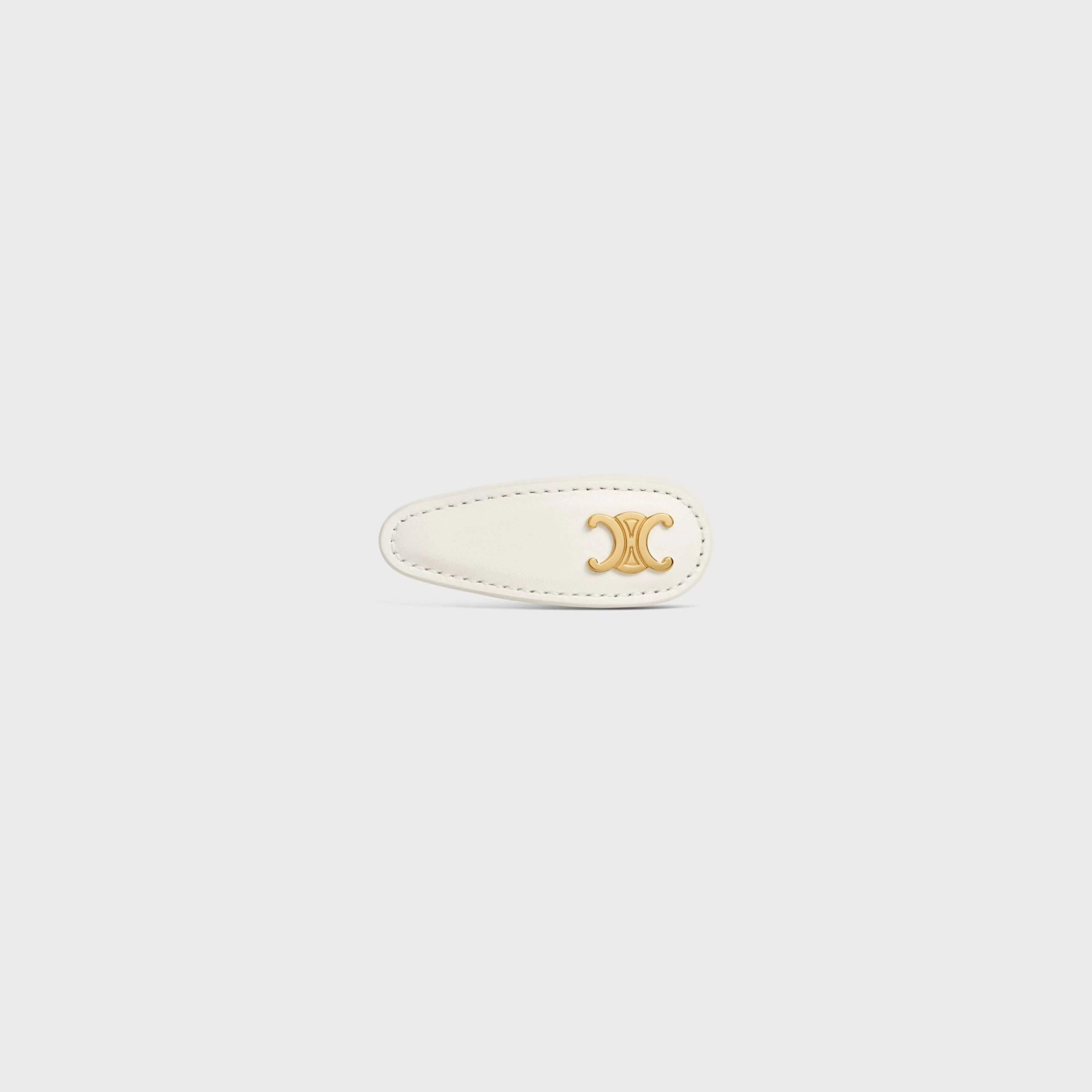 Snap Hair Clip in Calfskin, Brass with Gold Finish and Steel^CELINE Store